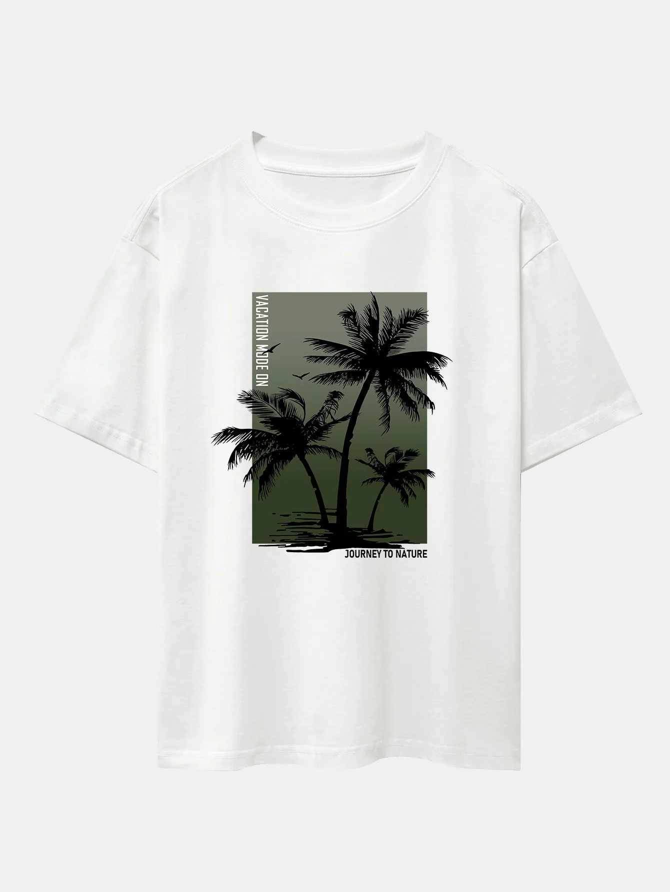 Palmbaum-Armeegrün Hintergrunddruck Oversize T-Shirt