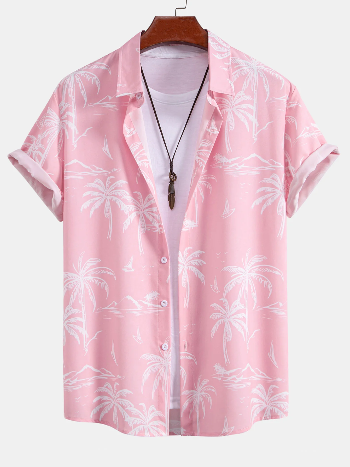 Palm Tree Island Print Hemd mit Knopfleiste - Image 3