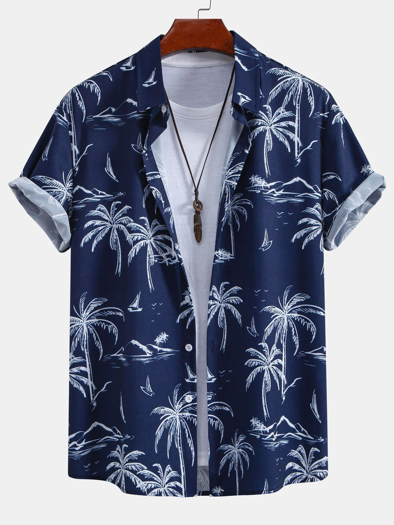 Palm Tree Island Print Hemd mit Knopfleiste - Image 5