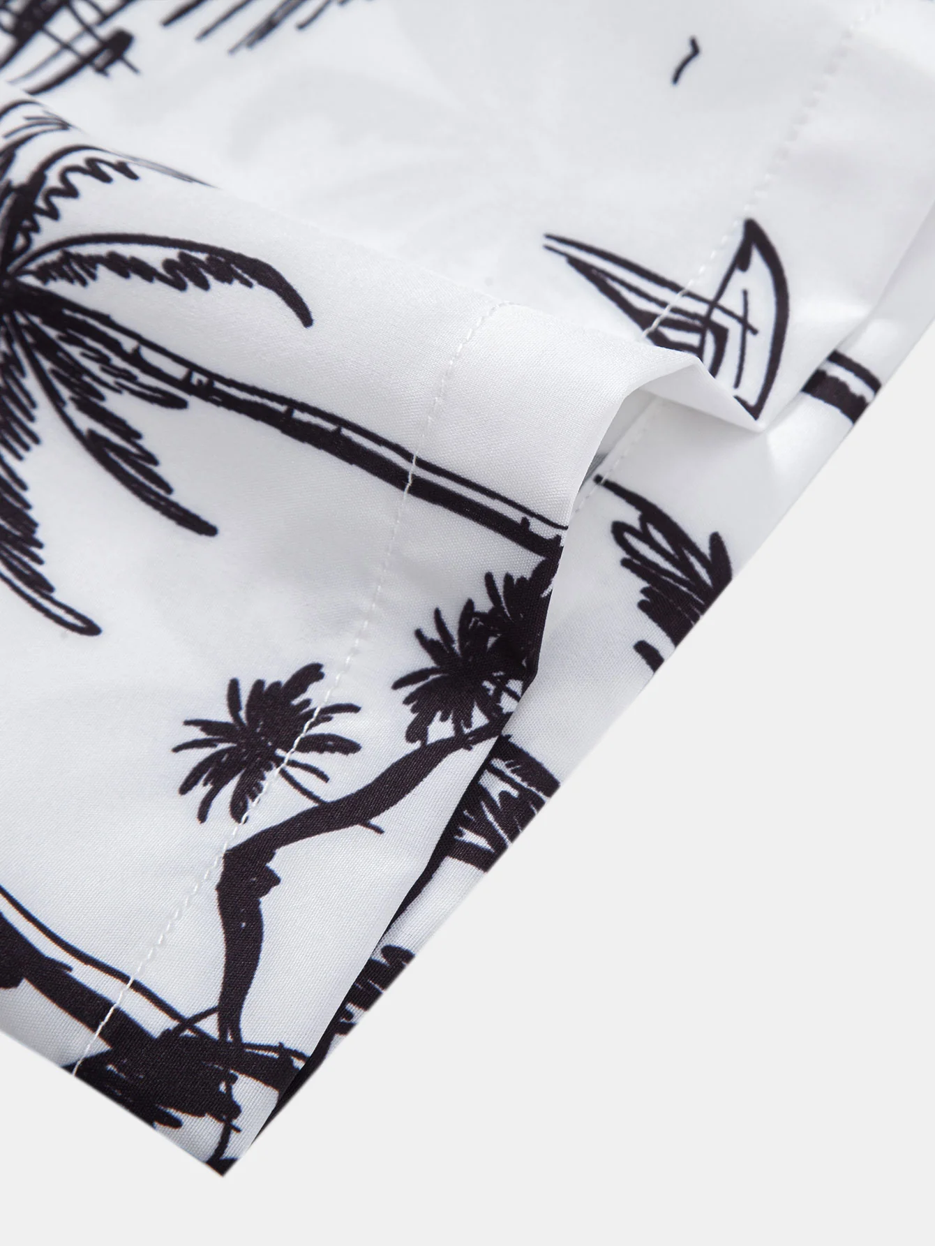 Palm Tree Island Print Hemd mit Knopfleiste & gestreifte Badehose mit Print - Image 8