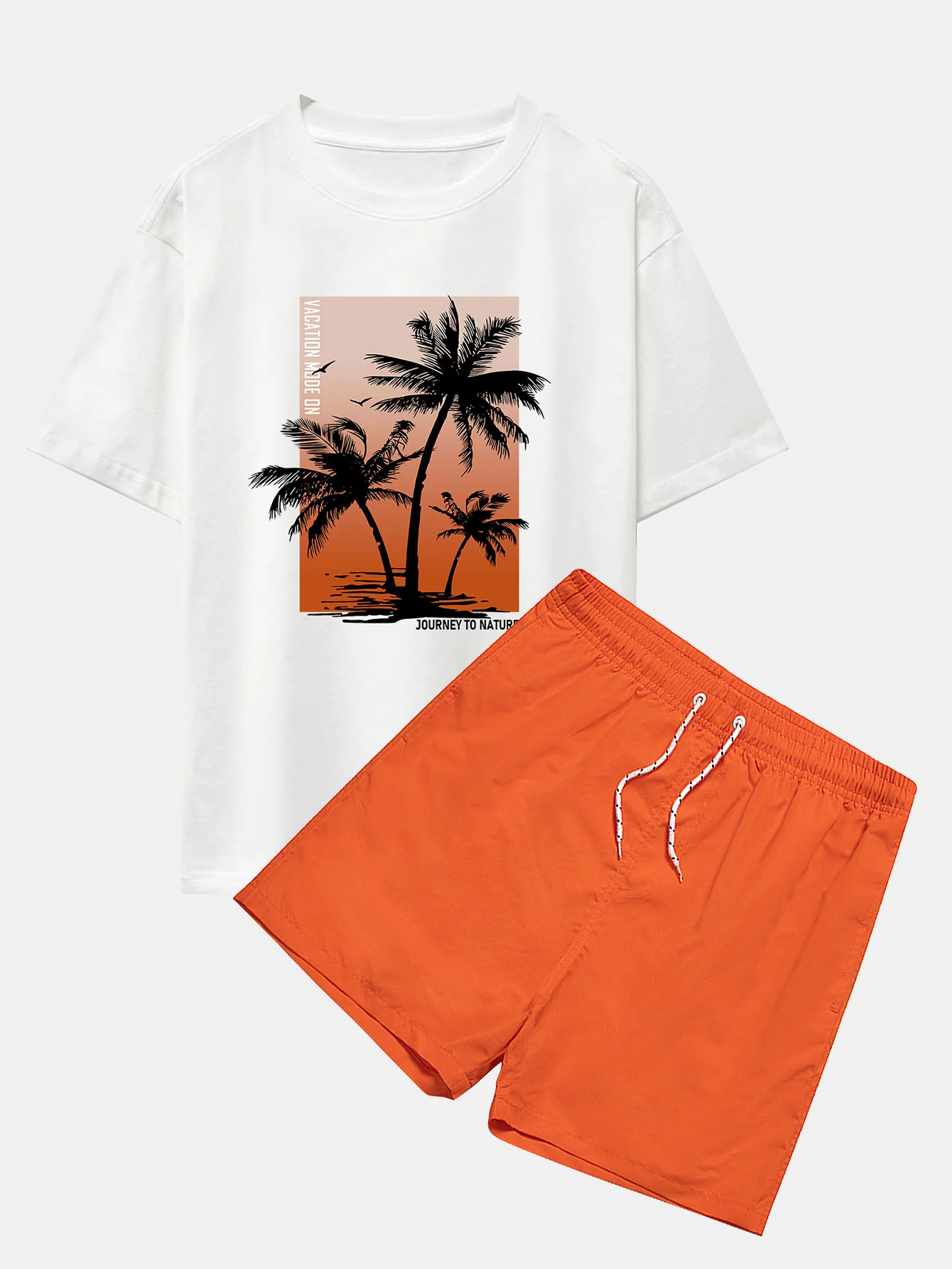 Palmenbaum Orange Hintergrund Druck Übergröße T-Shirt & Badehose