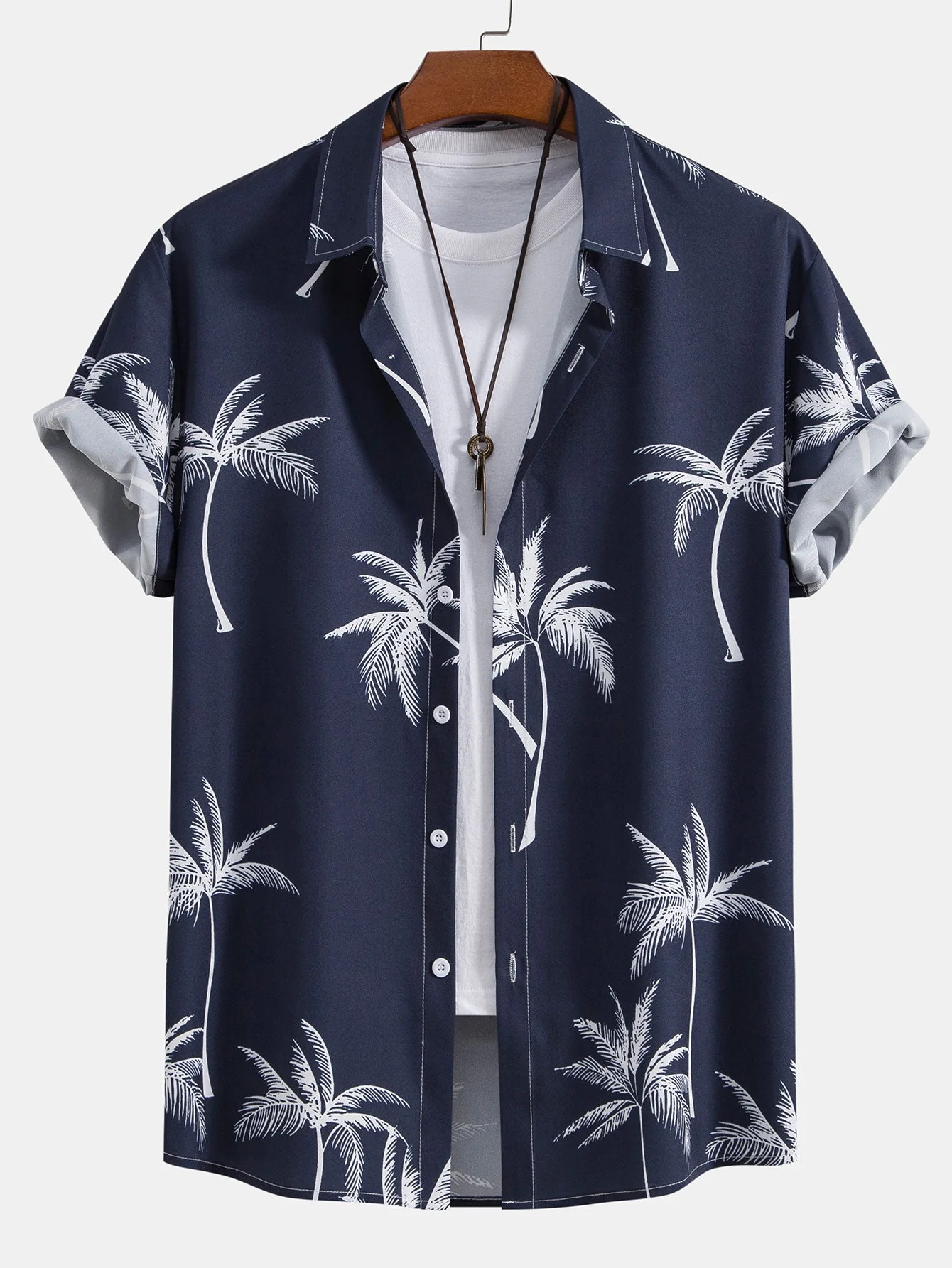 Palmenbaum-Print Button-Up-Hemd & Leinen-Baumwoll-Mix Cropped-Hosen - Image 6