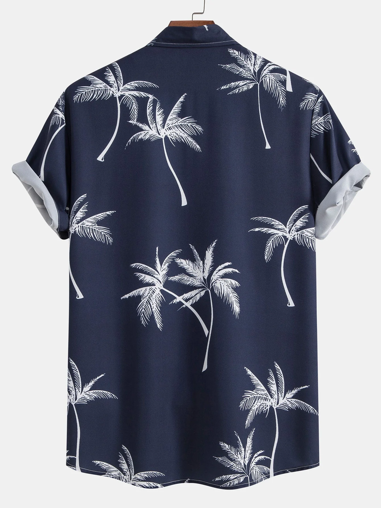 Palmbaum-Print Button-Up-Hemd & Leinen-Baumwoll-Mischung mit Kordelzug-Shorts - Image 7