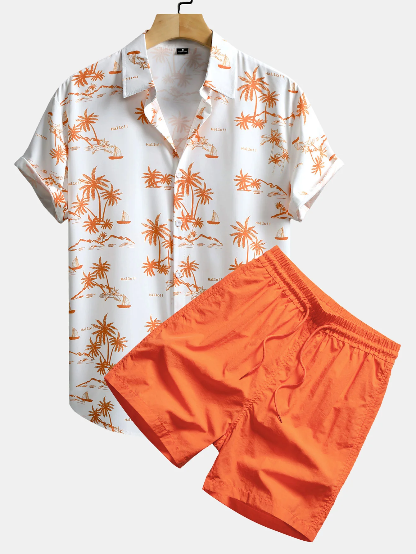 Palmenbaum-Print Hemd mit Knöpfen & Badehose