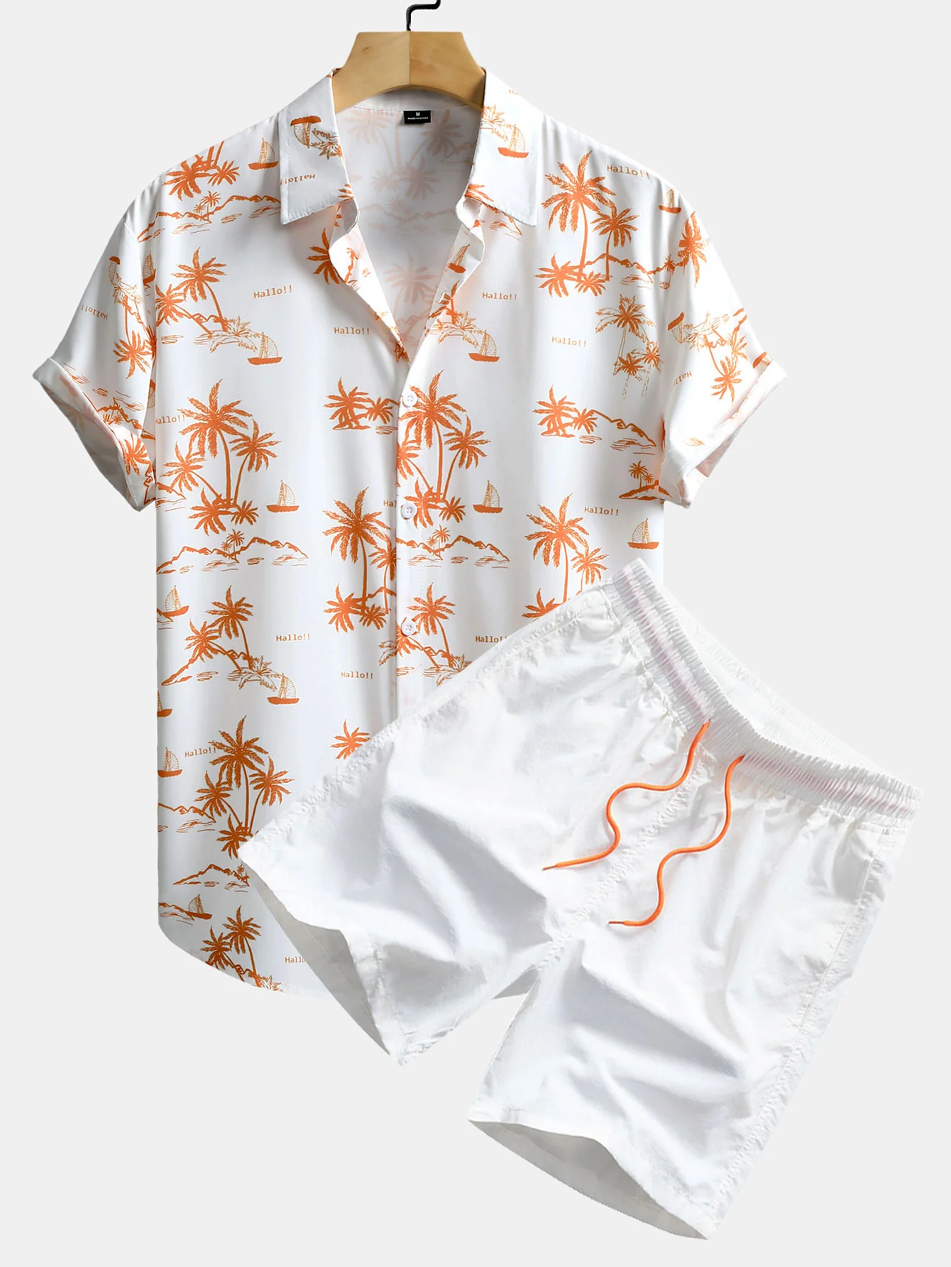 Palmenbaum-Print Hemd mit Knöpfen & Badehose - Image 2