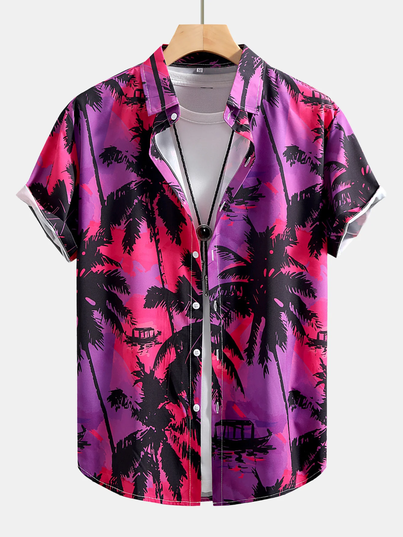 Palmenbaum-Print Hemd mit Knöpfen & Badehose - Image 2