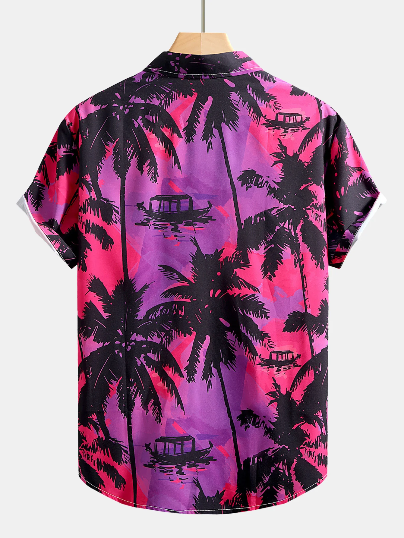 Palmenbaum-Print Hemd mit Knöpfen & Badehose - Image 3