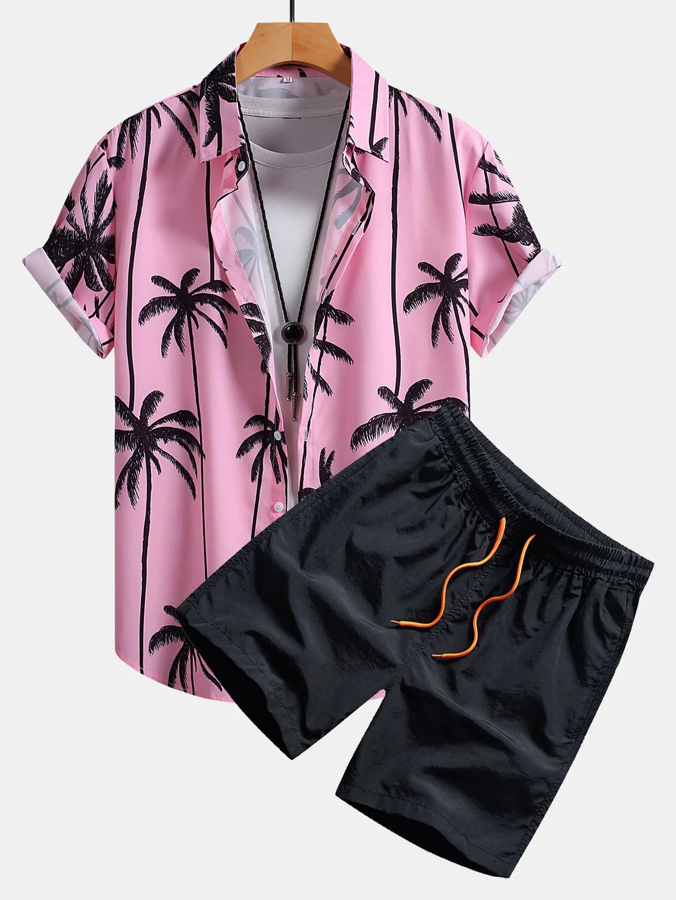 Palmenbaum-Print Hemd mit Knöpfen & Badehose
