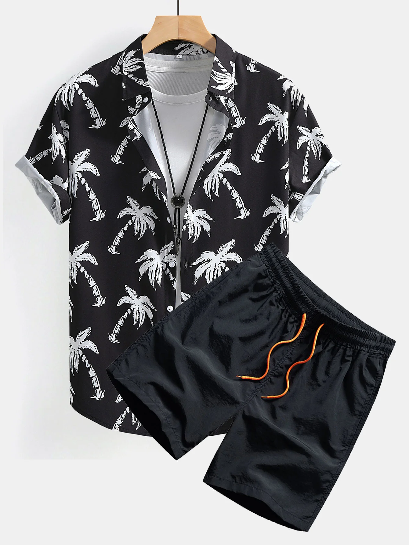Palm Tree Print Button Up Shirt & Swim Shorts - Image 2
