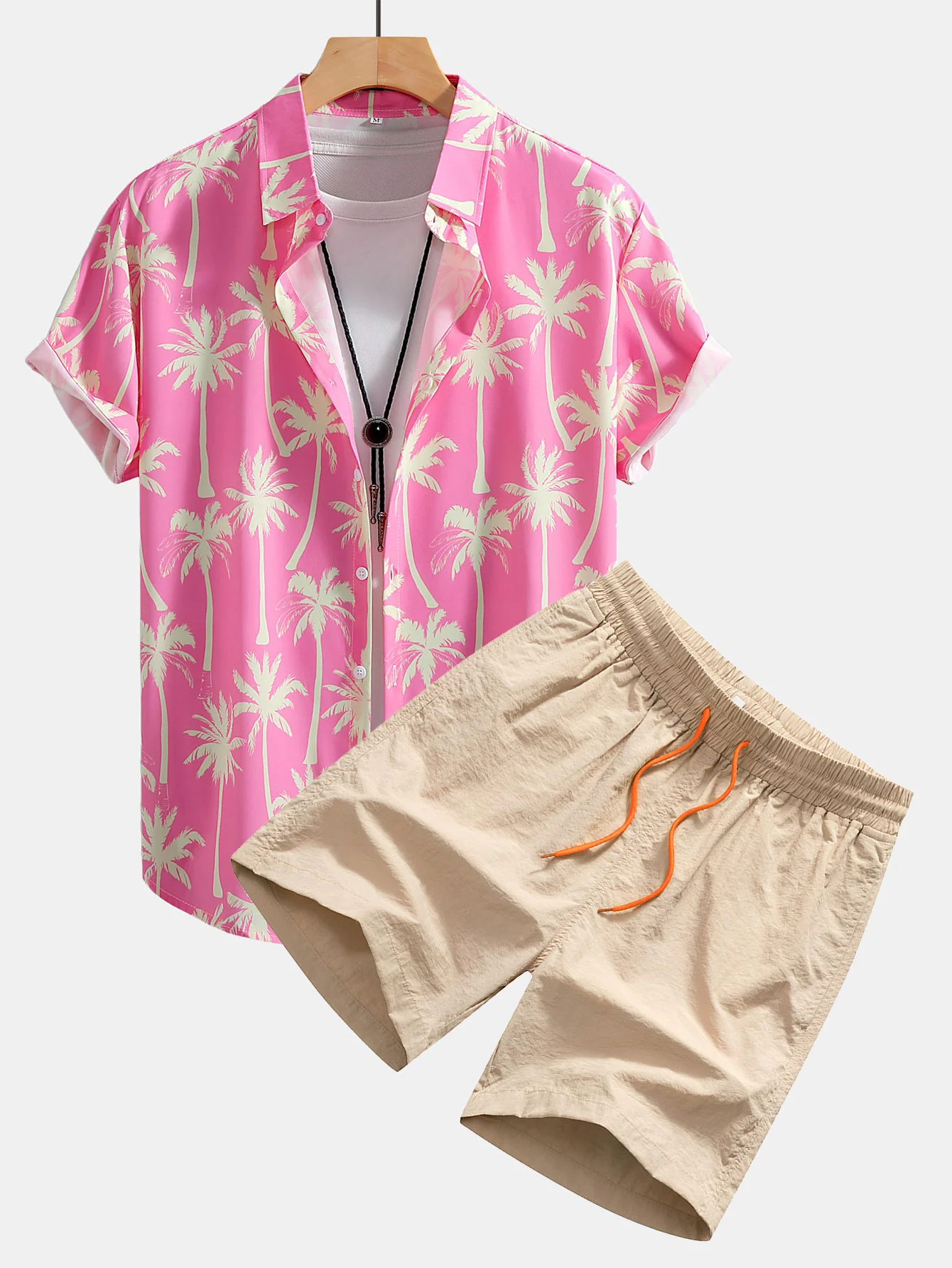 Palm Tree Print Button Up Shirt & Swim Shorts
