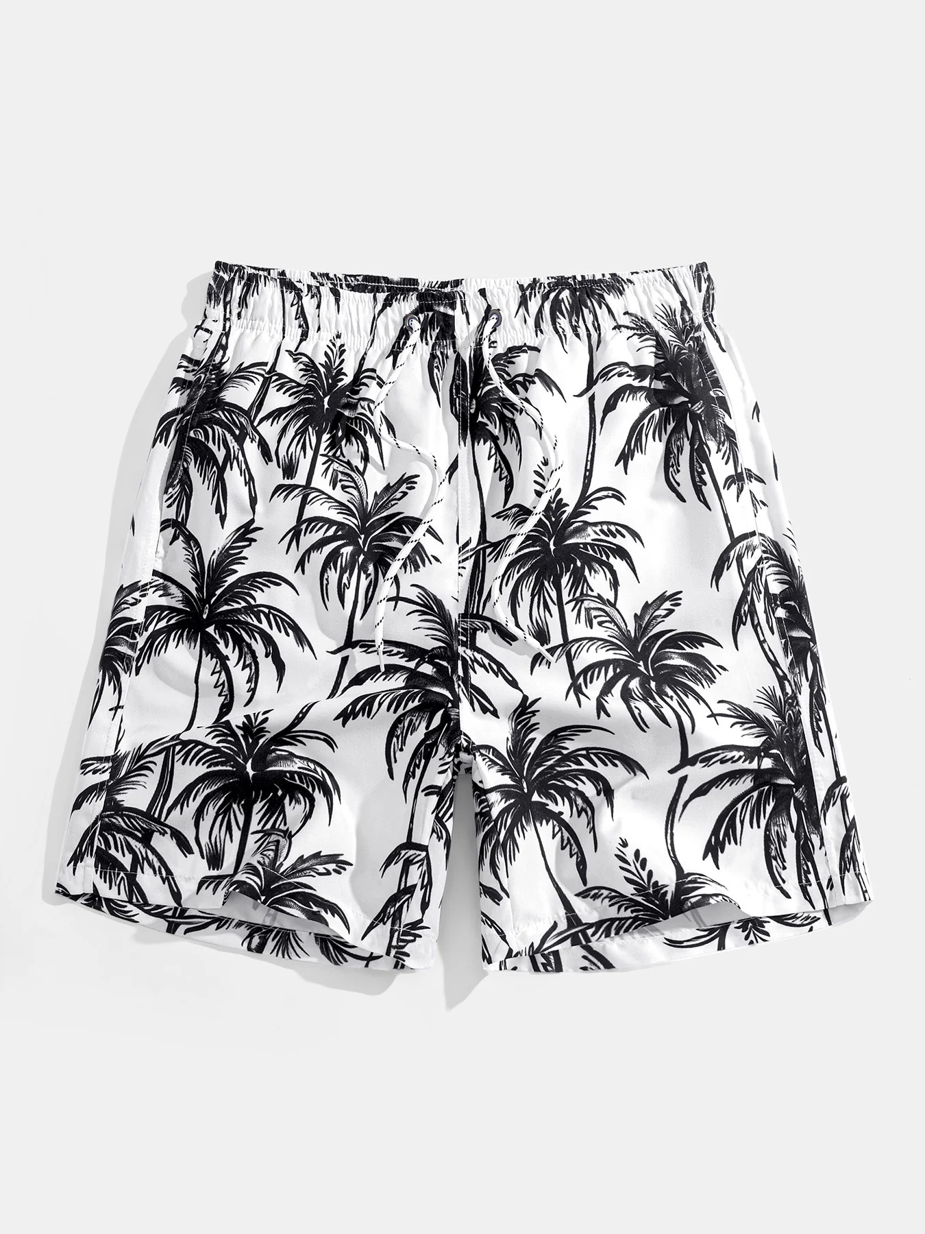 Relax Fit Palm Tree Druckknopf Hemd und Palmenabdruck Schwimmen Kurz gesagt - Image 4