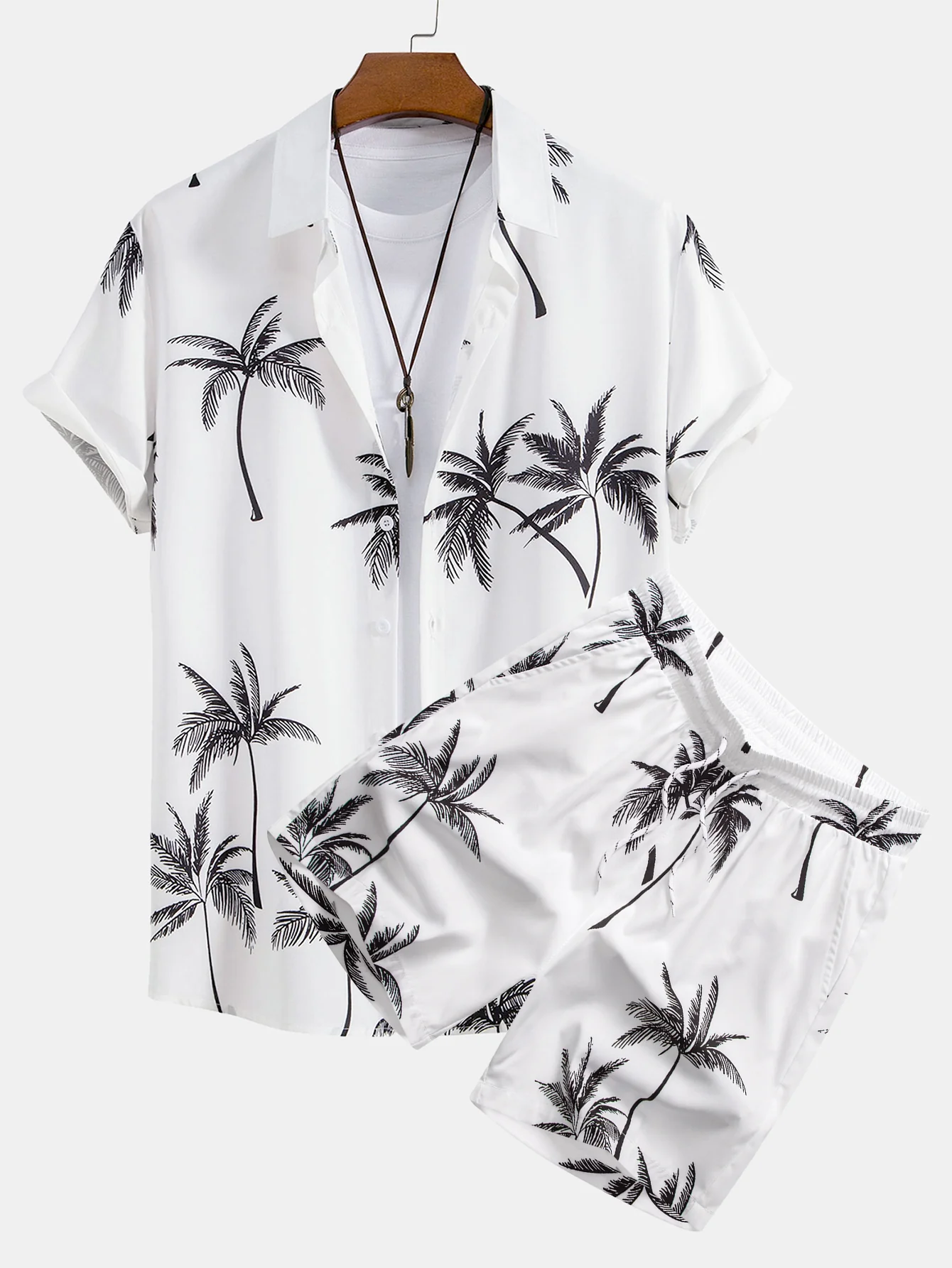 Palmbaumdruckknopf Hemd & Palmbaumdruck Schwimmshorts