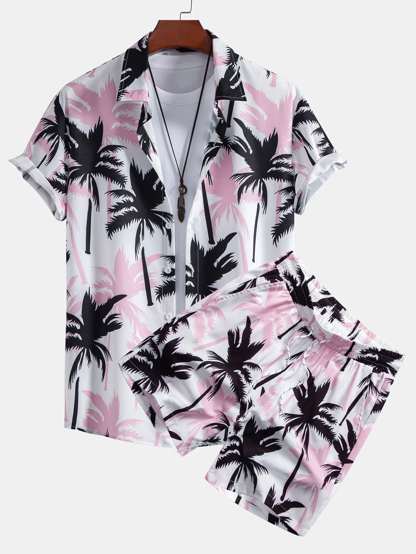 Palmbaumdruckknopf Hemd & Palmbaumdruck Schwimmshorts