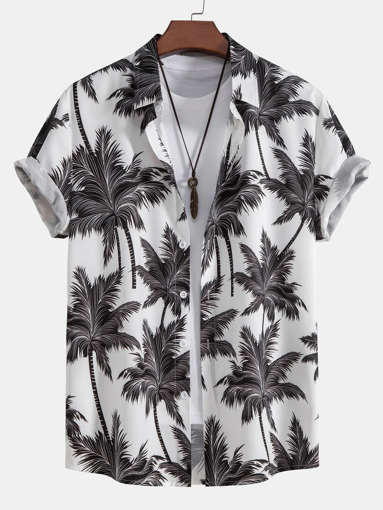 Palmbaum-Print Hemd mit Knopfleiste