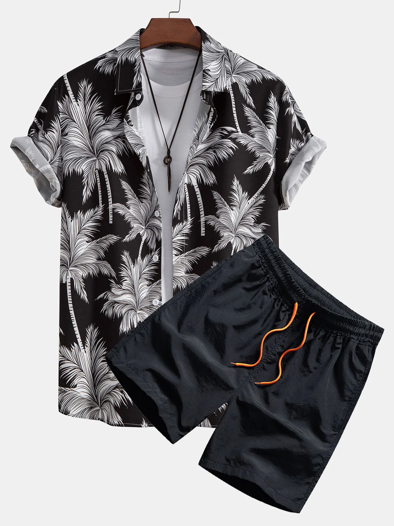 Palmenbaum-Print Button-Up-Hemd & Schwimmshorts - Image 2