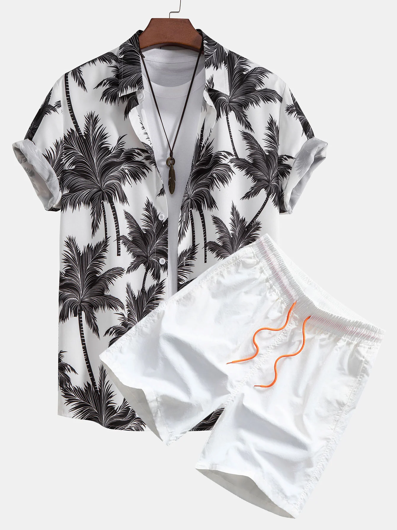 Palmenbaum-Print Button-Up-Hemd & Schwimmshorts - Image 4