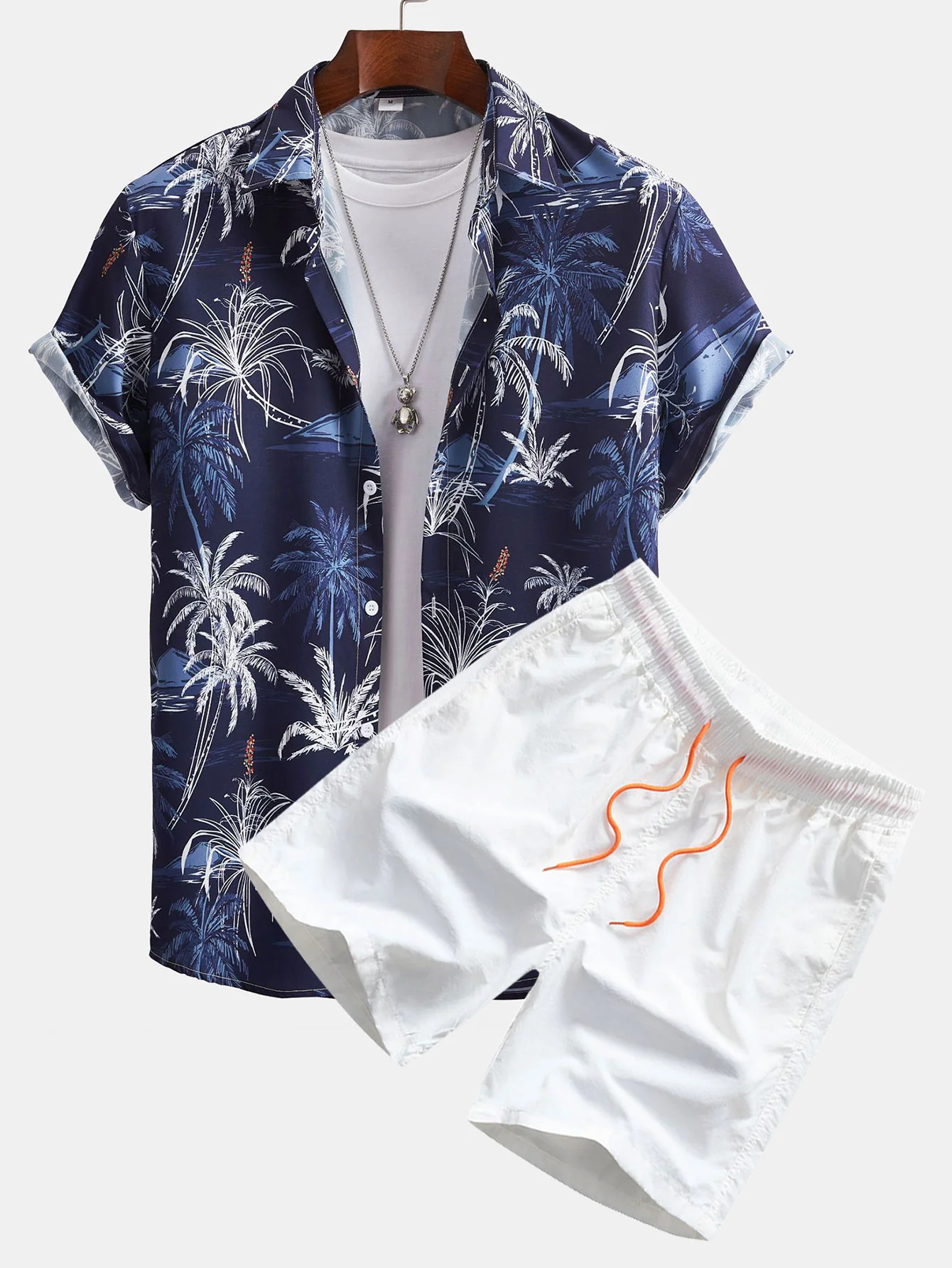 Palmenbaum-Print Hemd mit Knöpfen & Badehose - Image 2