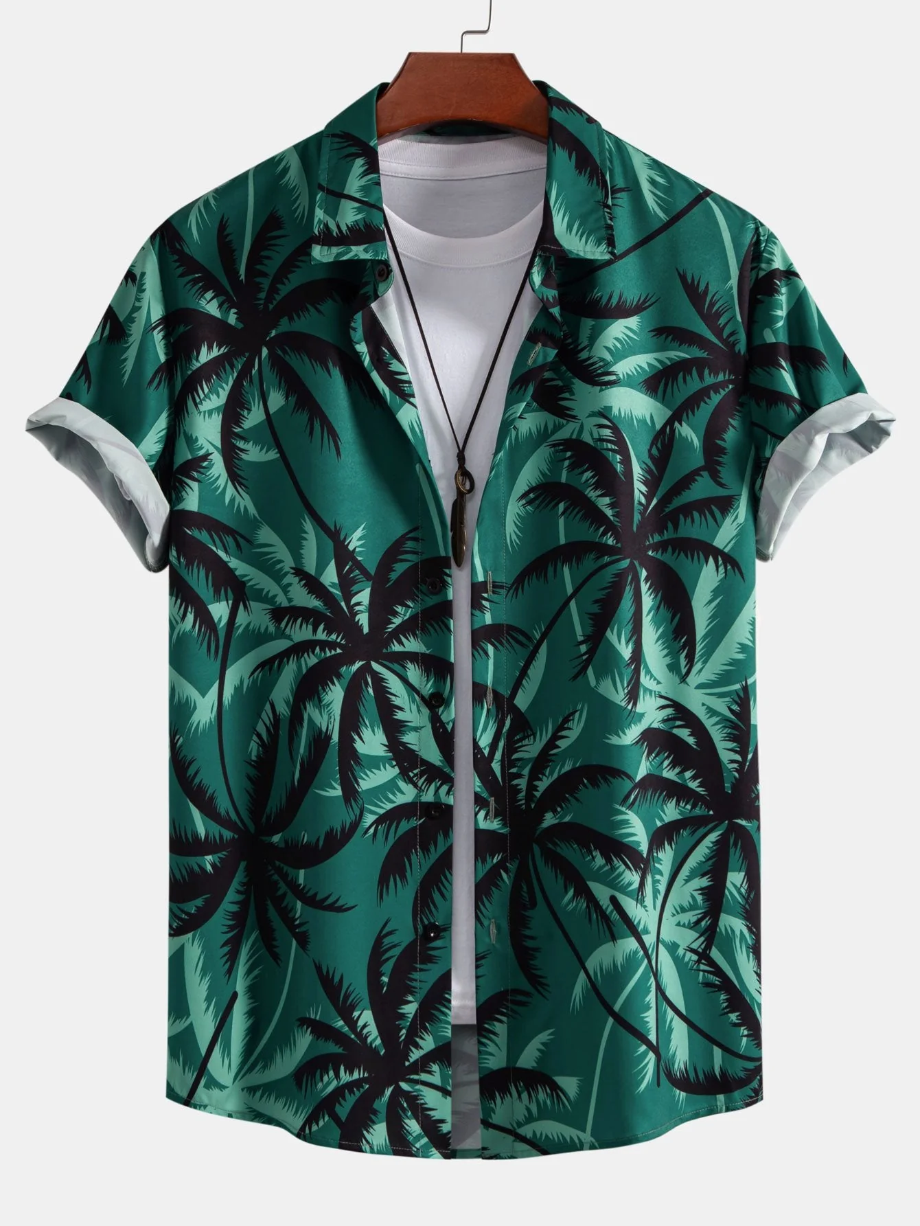 Palmenbaum-Print Hemd mit Knöpfen & Badehose - Image 2