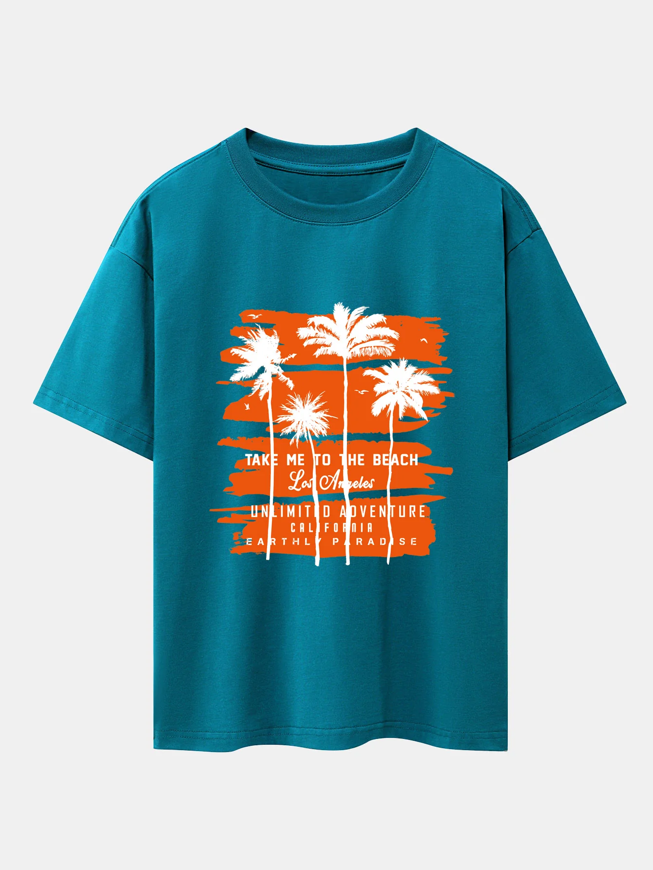 Palmenbaum-Print Drop Shoulder Oversize T-Shirt - Image 2
