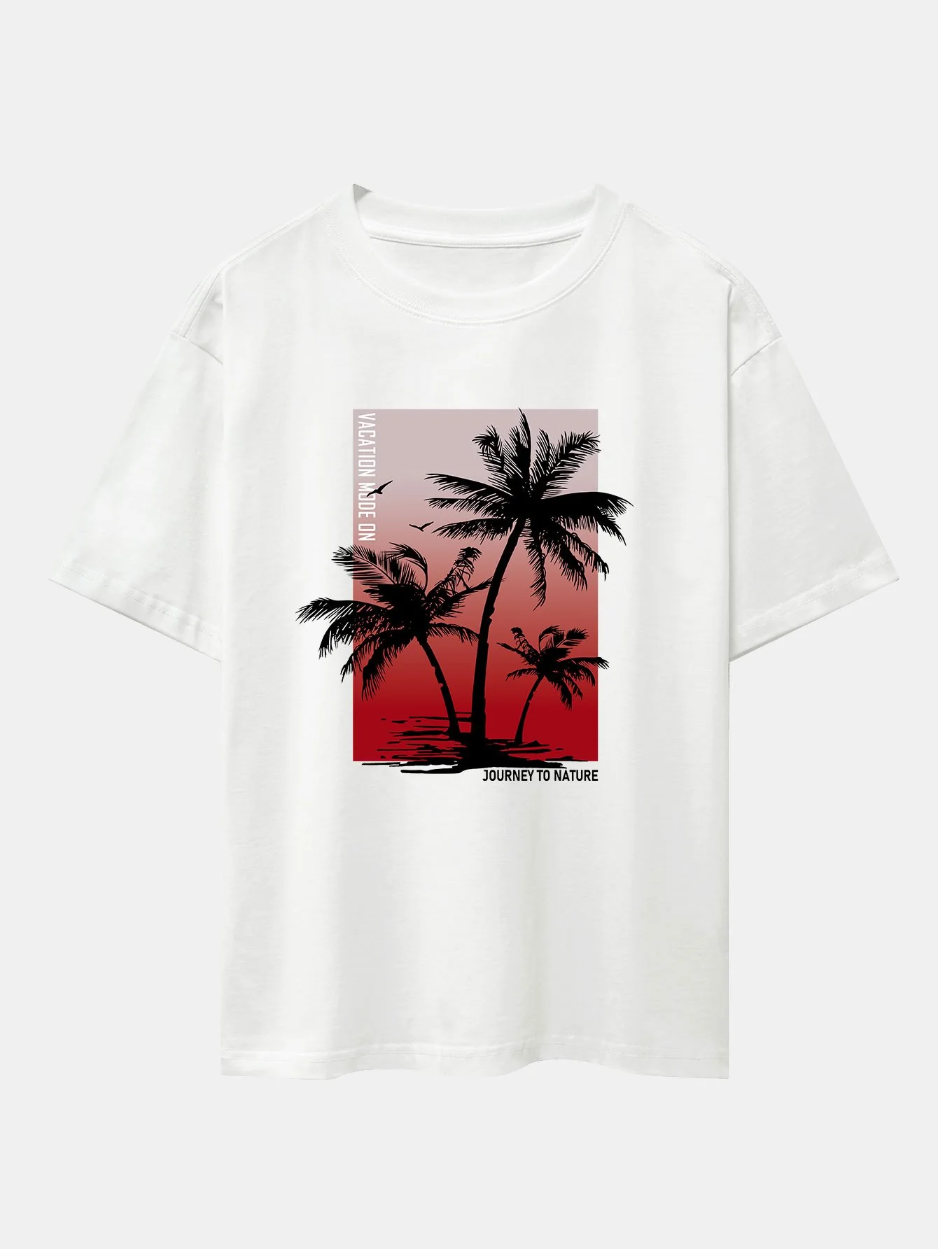 Palmenbaum Roter Hintergrund Druck Übergröße T-Shirt