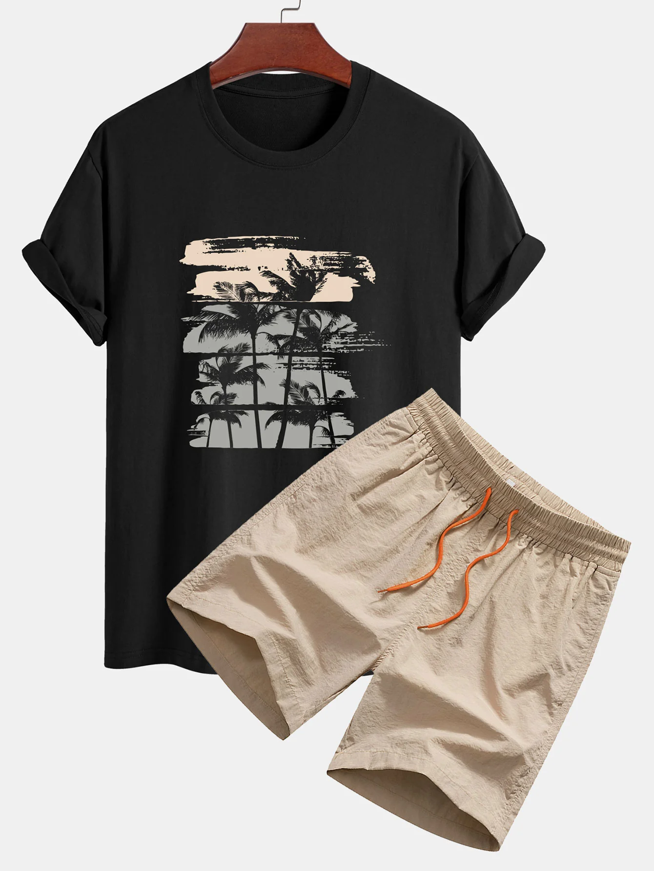 Palmenbaum-Silhouette Druck Baumwoll-T-Shirt & Badehosen - Image 2