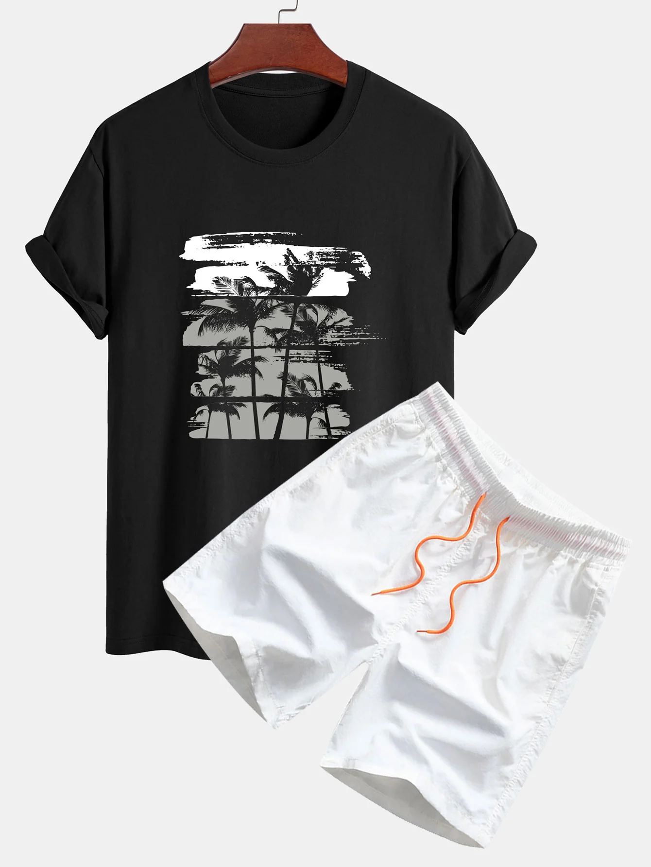 Palmenbaum-Silhouette Druck Baumwoll-T-Shirt & Badehosen - Image 3