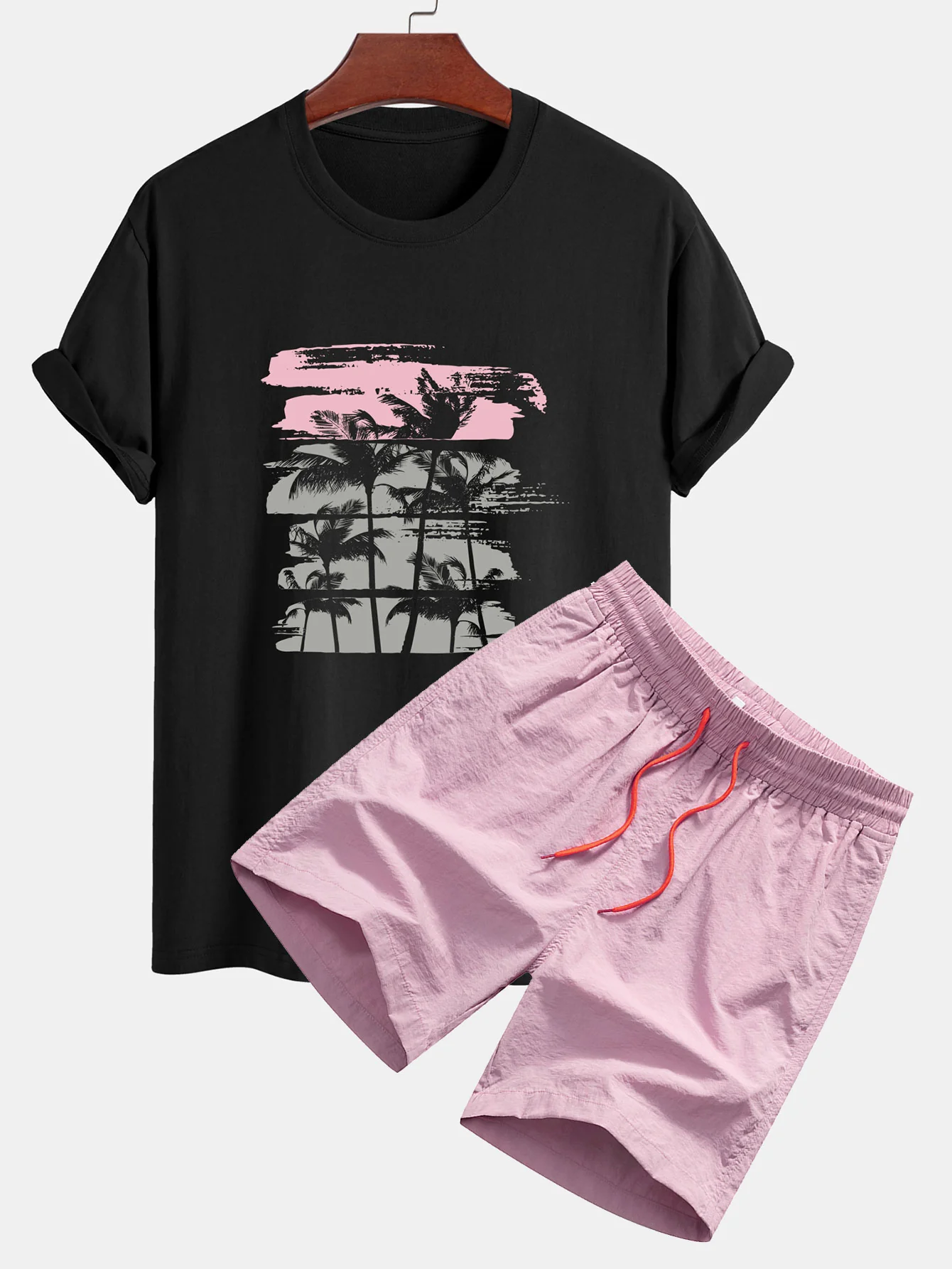 Palmenbaum-Silhouette Druck Baumwoll-T-Shirt & Badehosen - Image 4