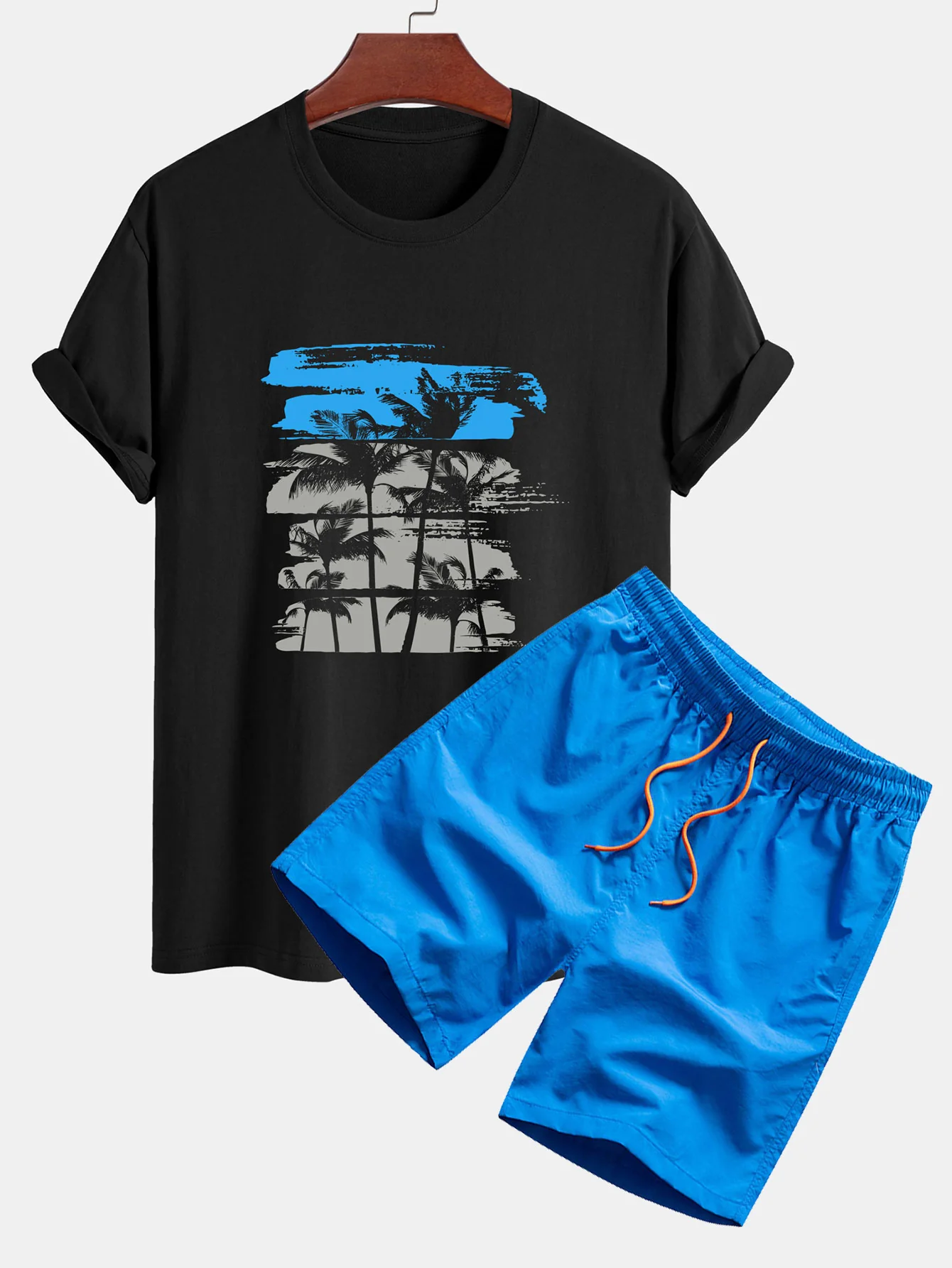 Palmenbaum-Silhouette Druck Baumwoll-T-Shirt & Badehosen - Image 5