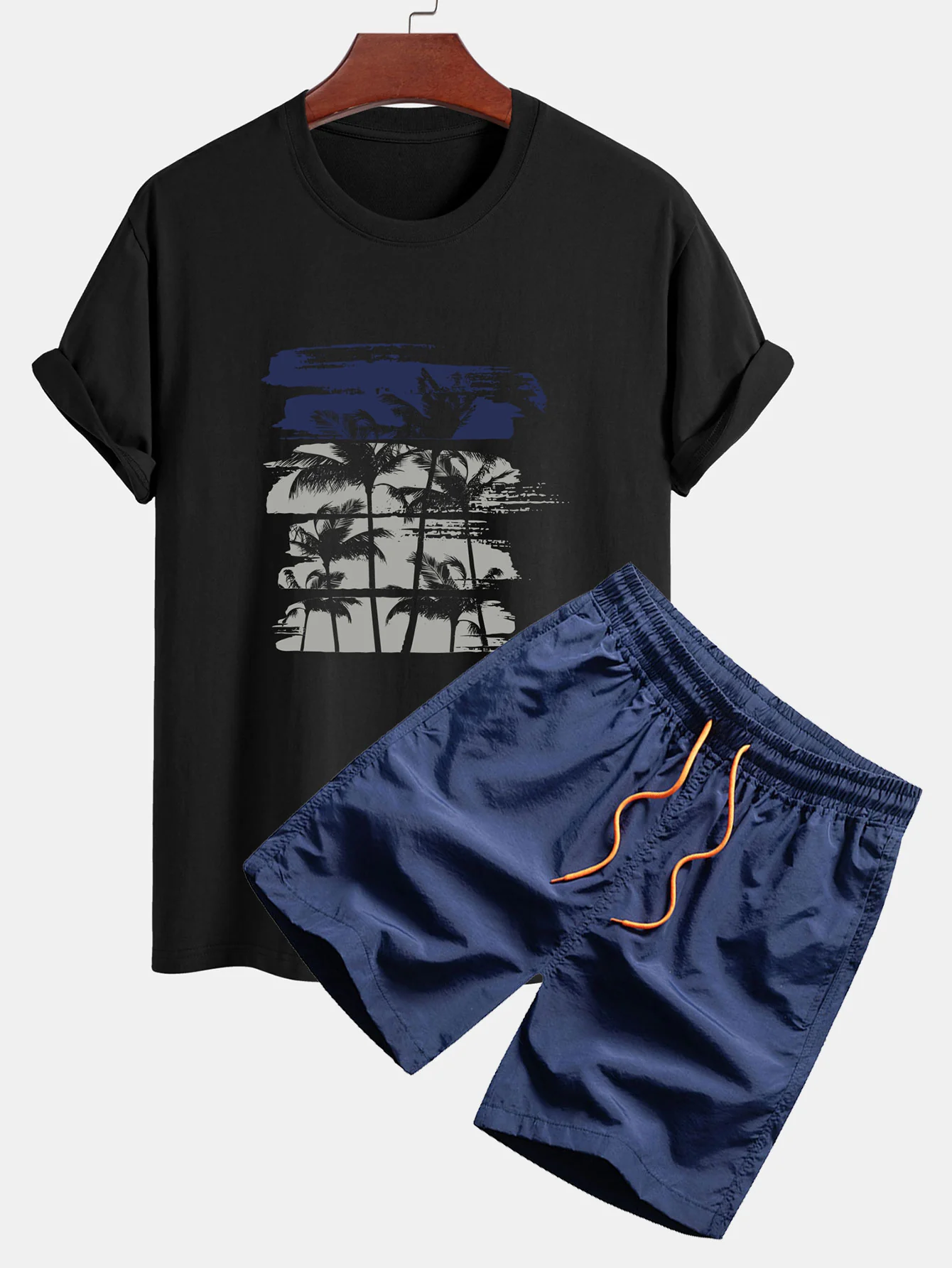 Palmenbaum-Silhouette Druck Baumwoll-T-Shirt & Badehosen - Image 7