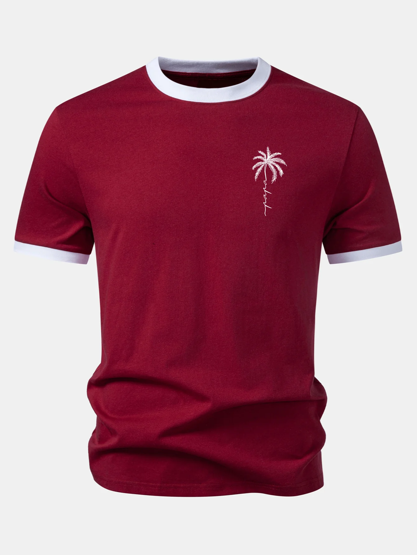 Palm Tree Slogan Print Contrast Ringer T-Shirt - Image 3