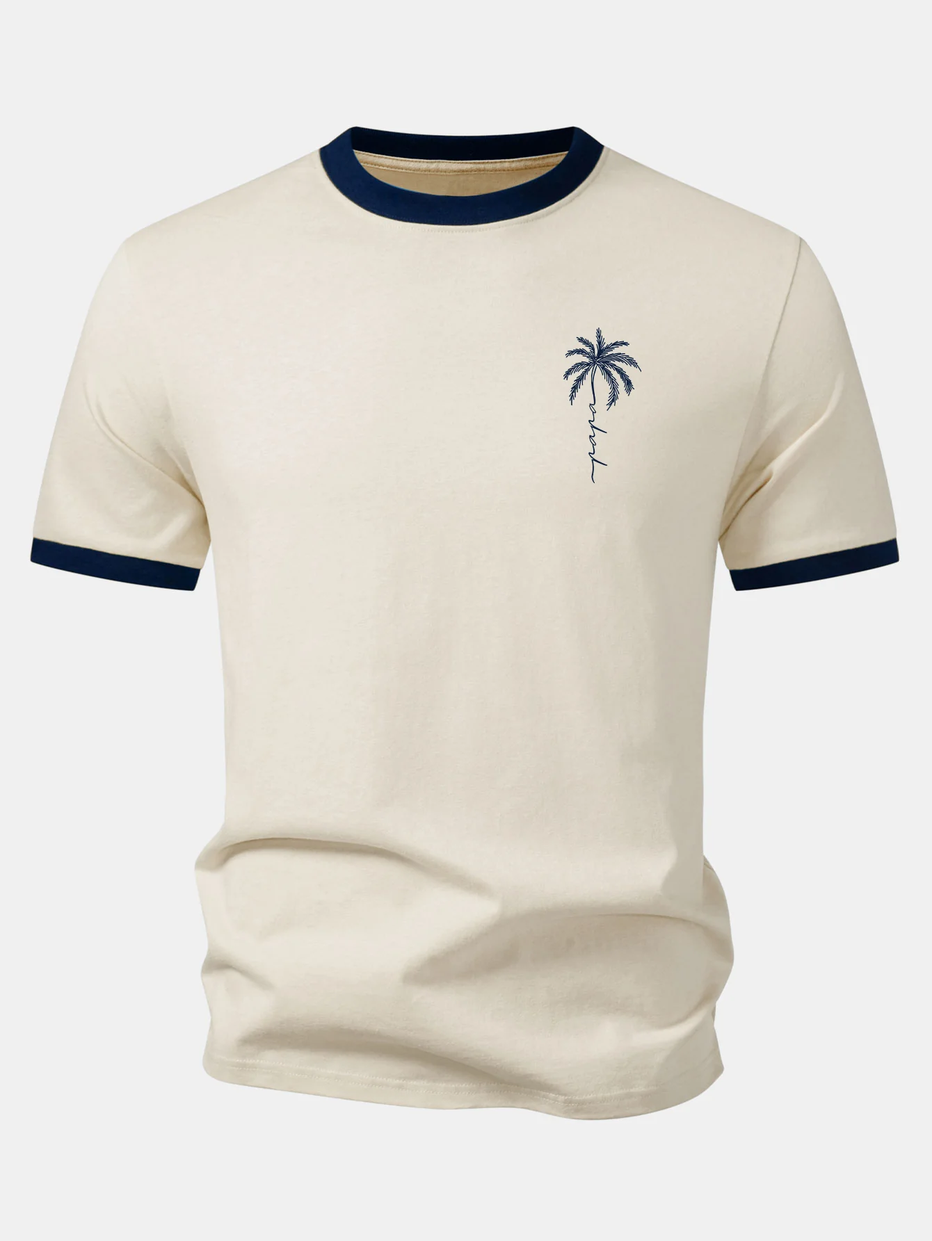 Palm Tree Slogan Print Contrast Ringer T-Shirt - Image 5
