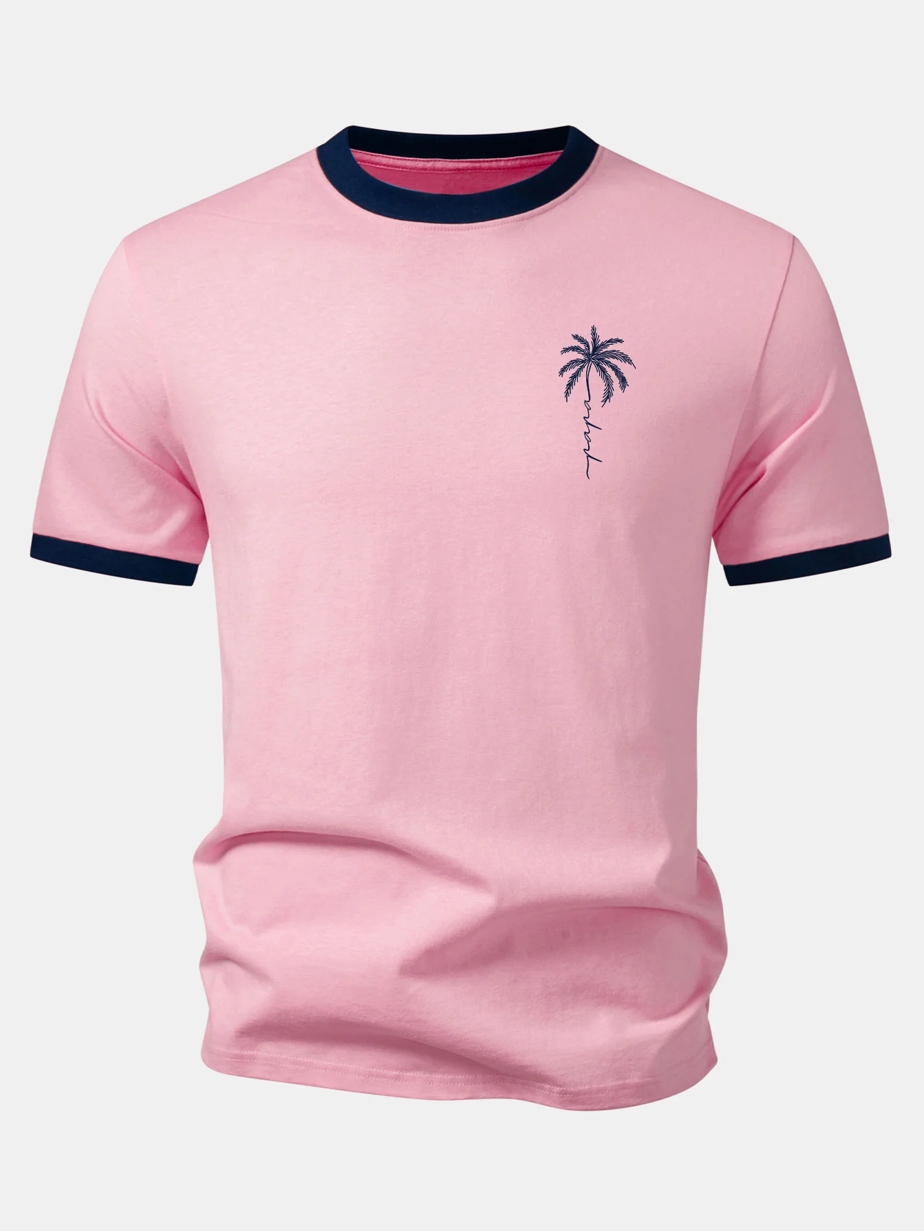 Palm Tree Slogan Print Contrast Ringer T-Shirt - Image 6