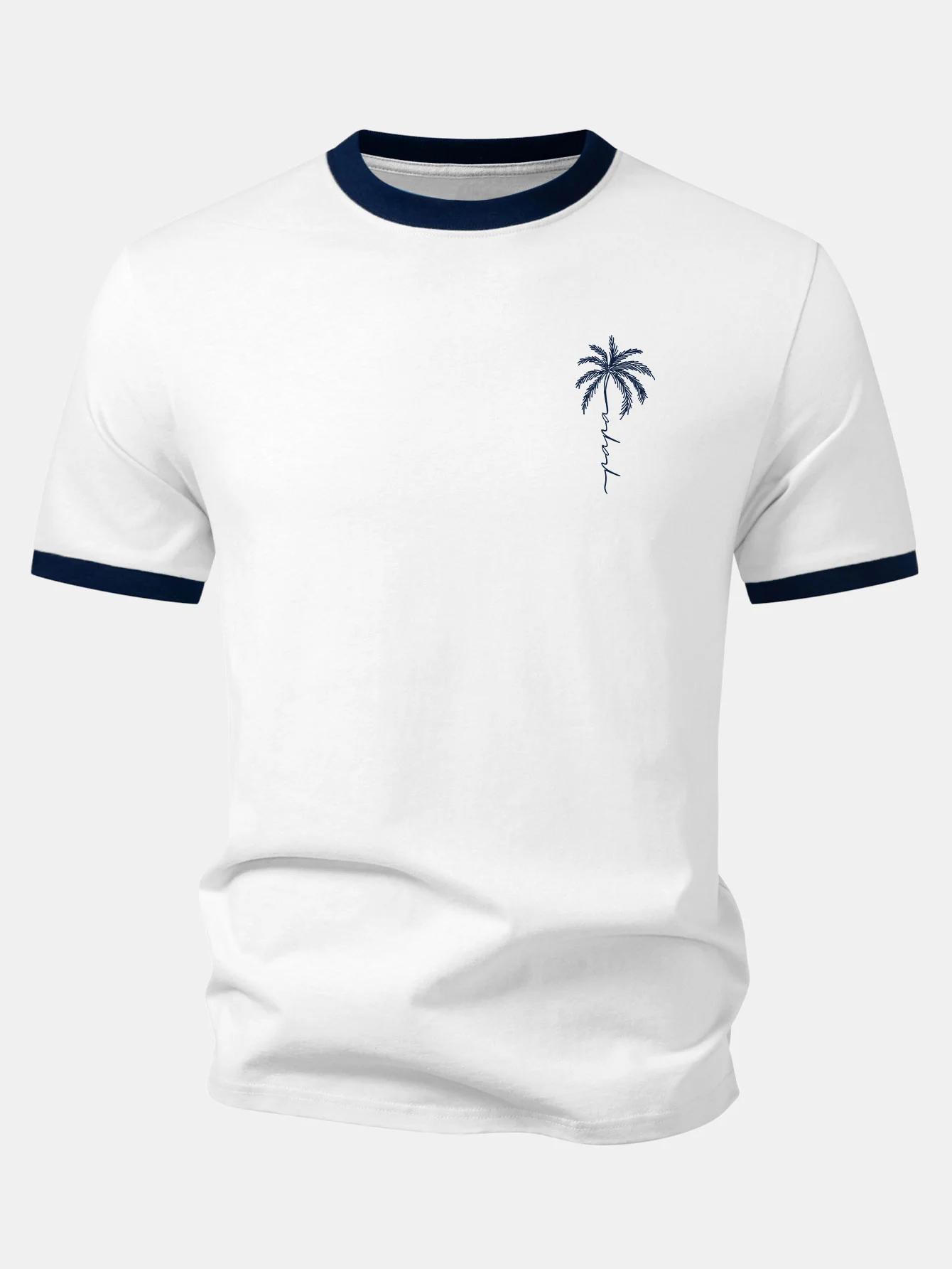 Palm Tree Slogan Print Contrast Ringer T-Shirt - Image 7