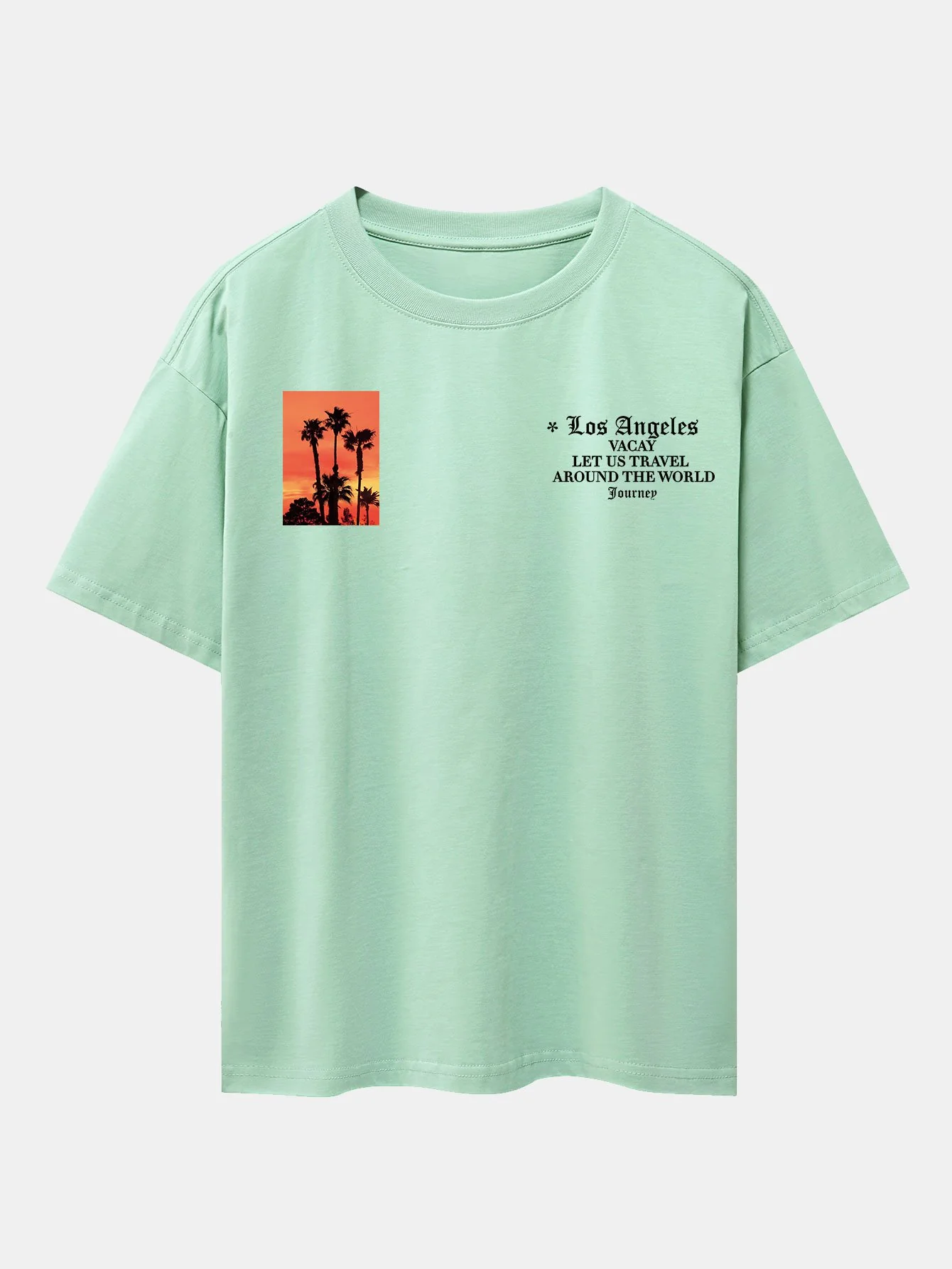 Palmenbaum Slogan Druck Drop Shoulder Oversize T-Shirt - Image 12