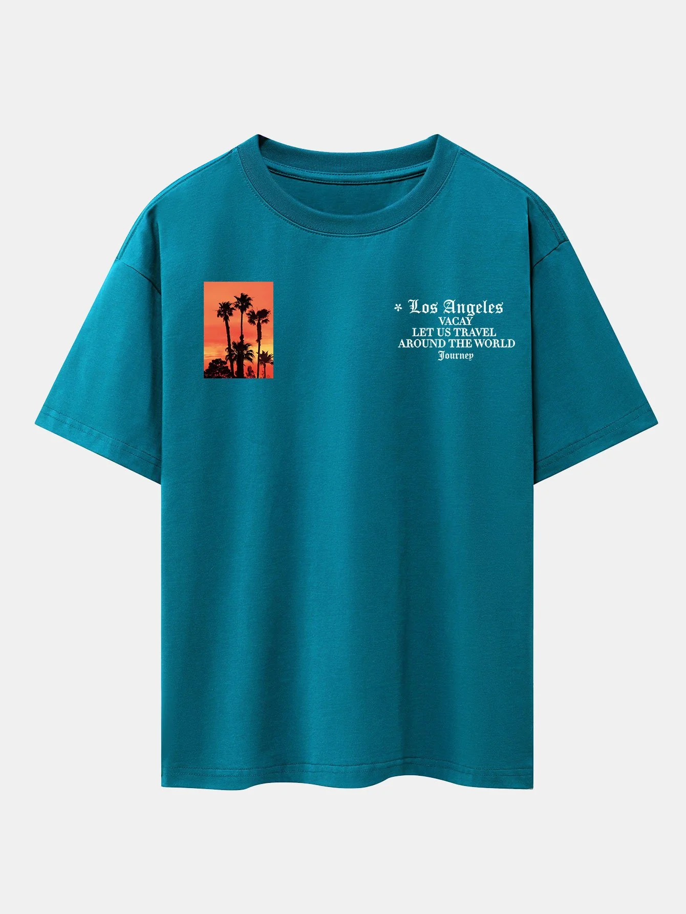 Palmenbaum Slogan Druck Drop Shoulder Oversize T-Shirt - Image 14