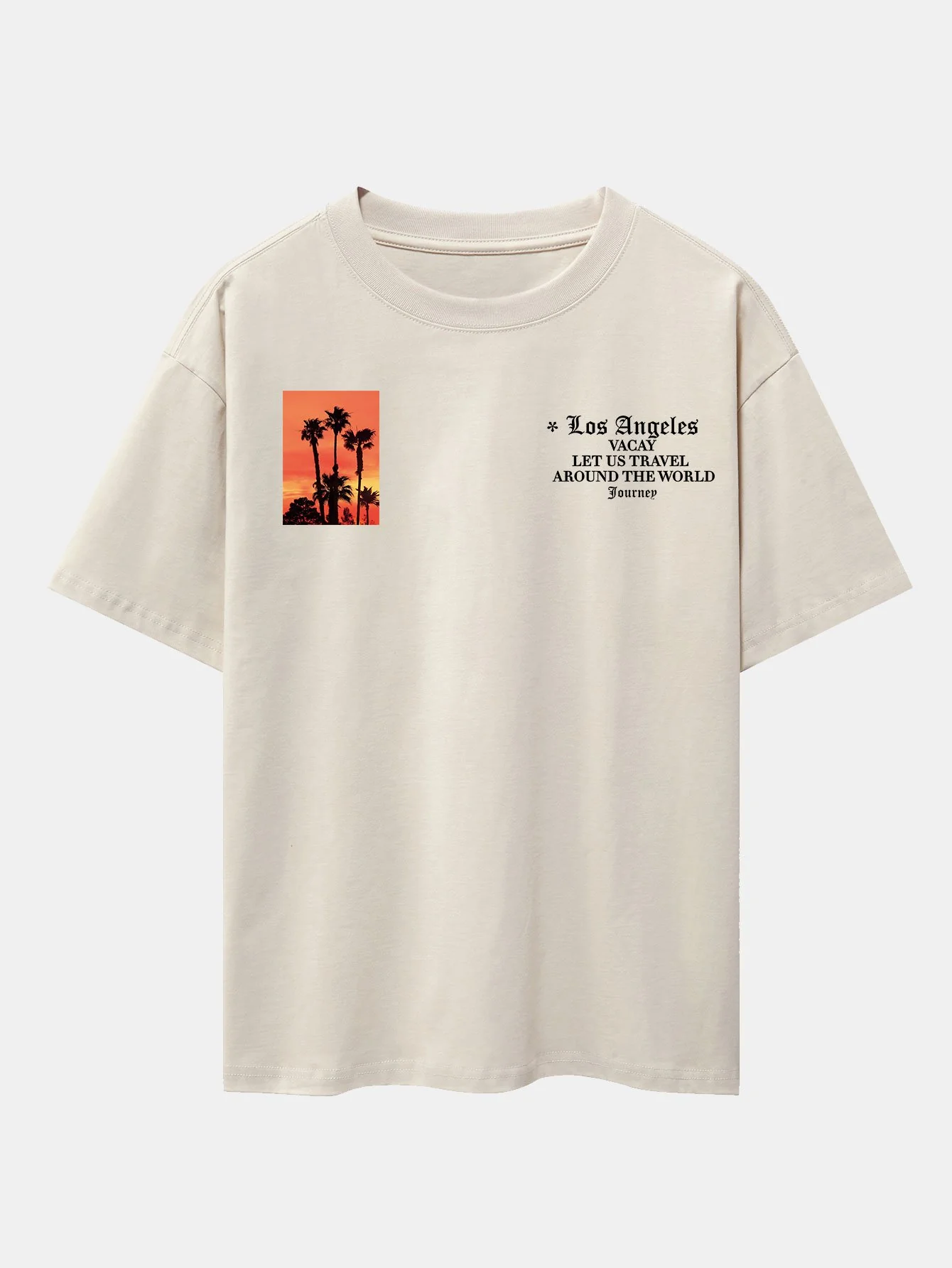 Palmenbaum Slogan Druck Drop Shoulder Oversize T-Shirt - Image 3