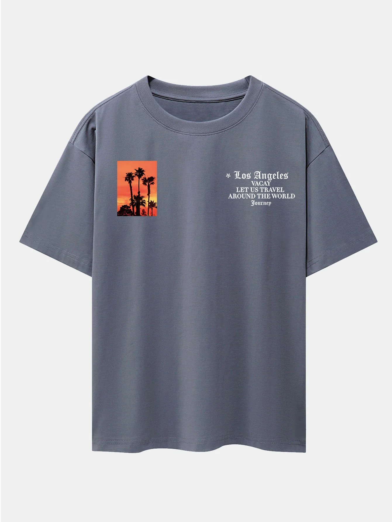 Palmenbaum Slogan Druck Drop Shoulder Oversize T-Shirt - Image 8
