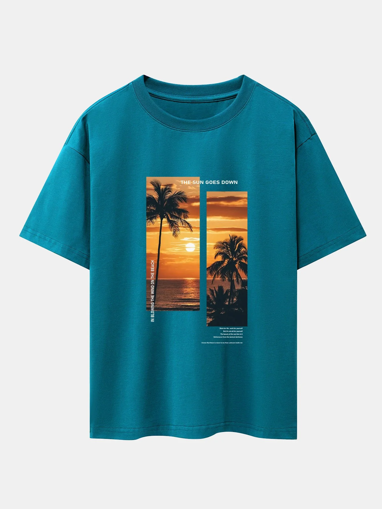 Palmen Strand Landschaft Slogan Druck Drop Shoulder Oversize T-Shirt - Image 10