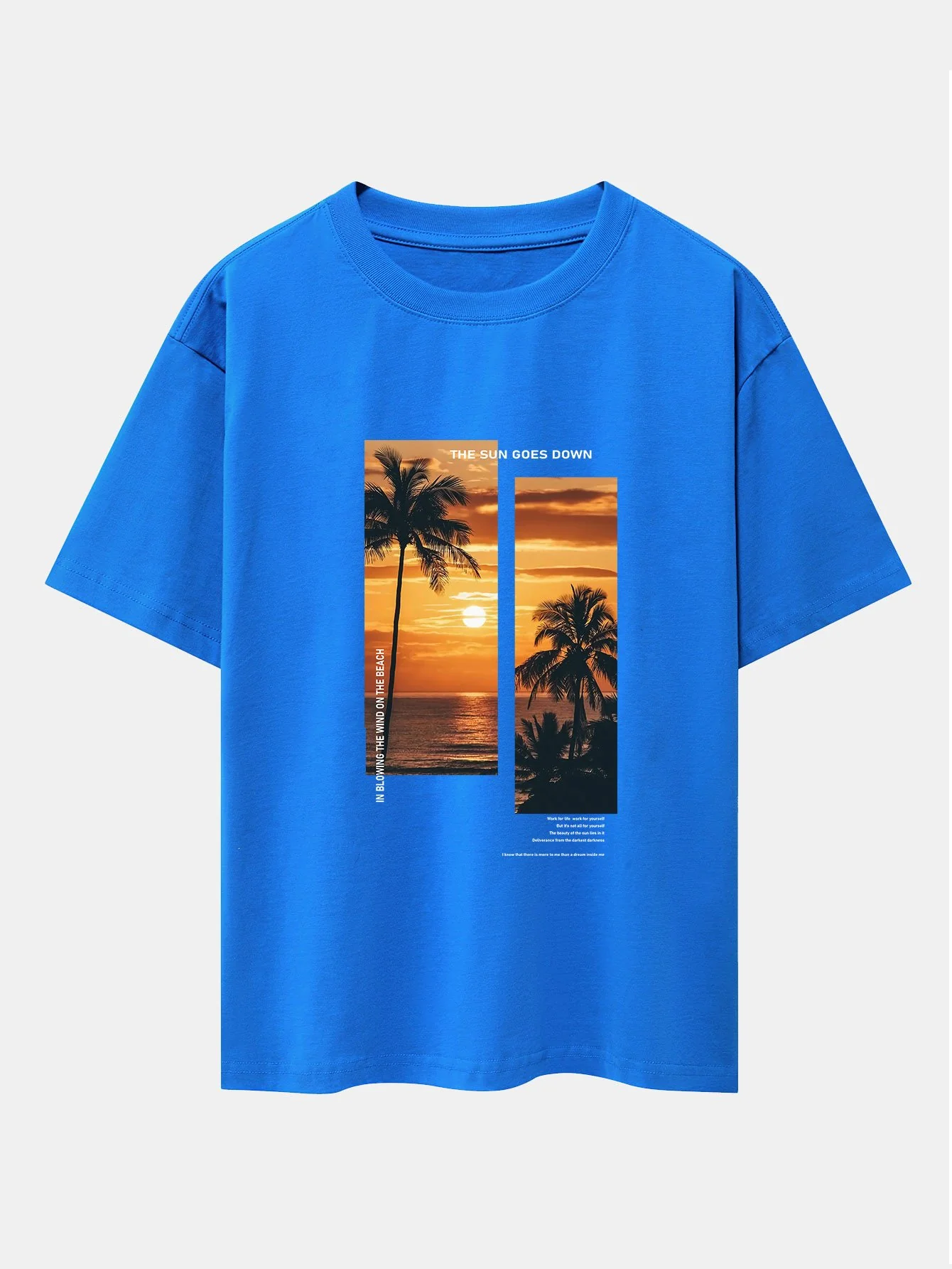 Palmen Strand Landschaft Slogan Druck Drop Shoulder Oversize T-Shirt - Image 11