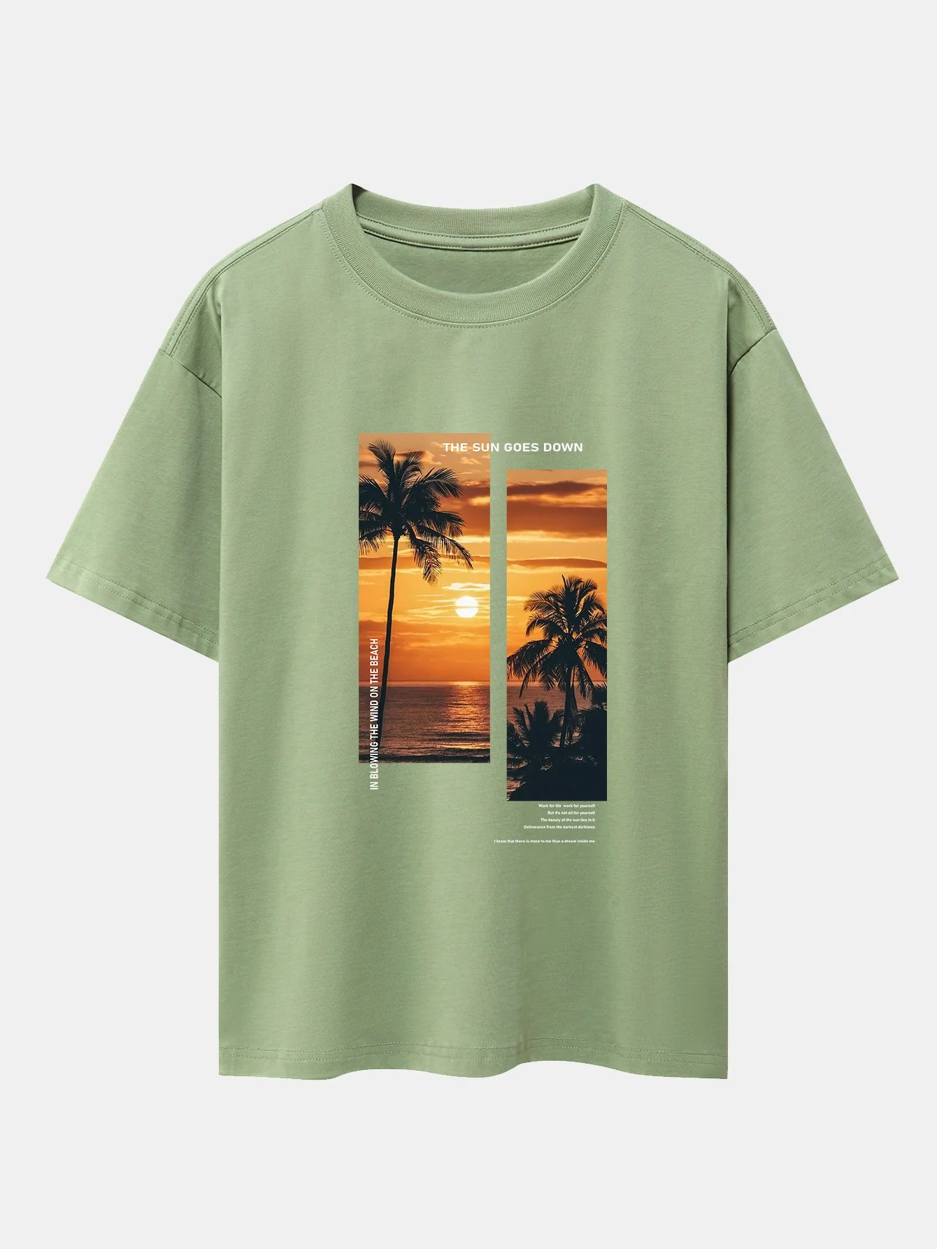 Palmen Strand Landschaft Slogan Druck Drop Shoulder Oversize T-Shirt - Image 12
