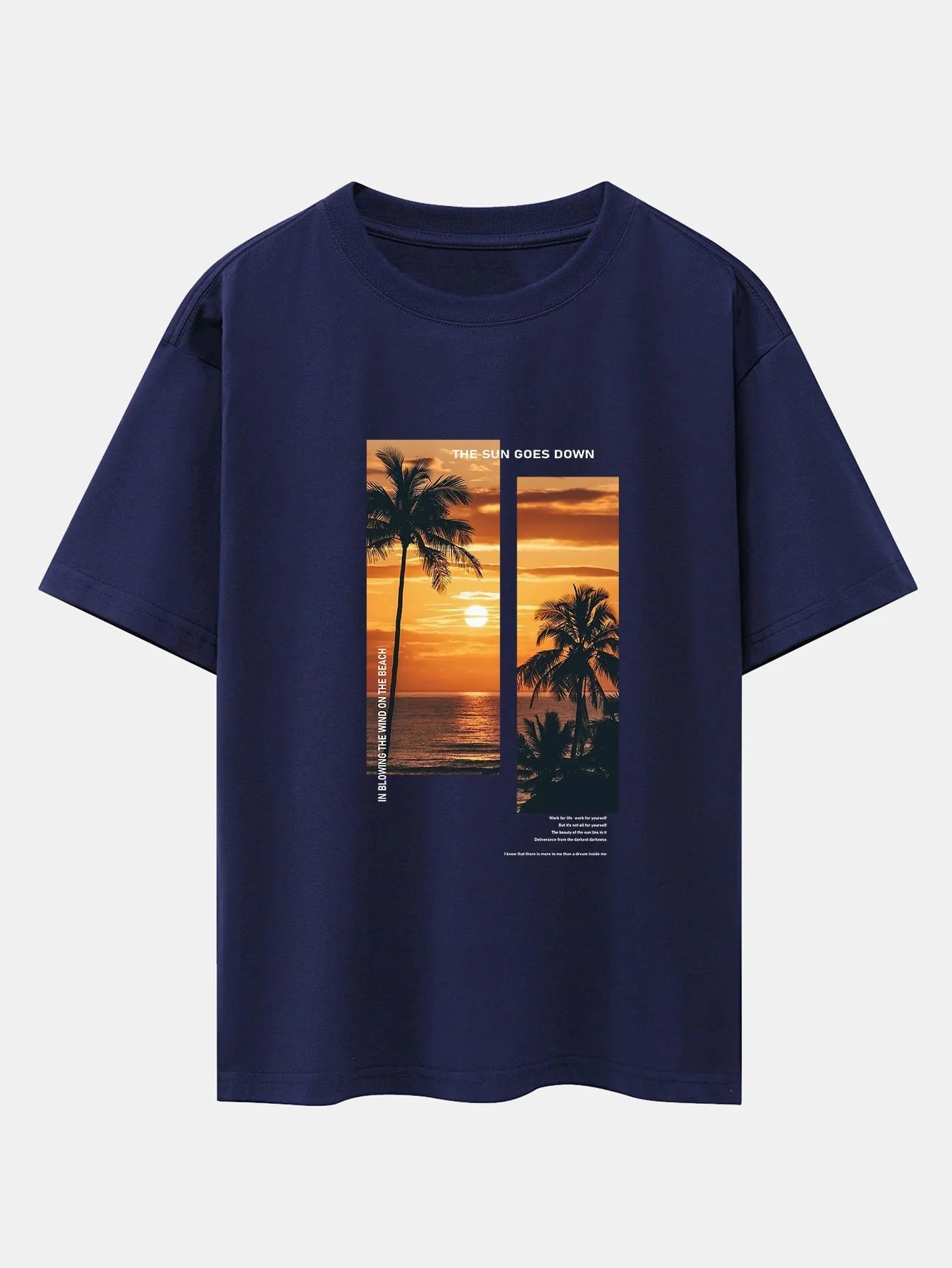 Palmen Strand Landschaft Slogan Druck Drop Shoulder Oversize T-Shirt - Image 13