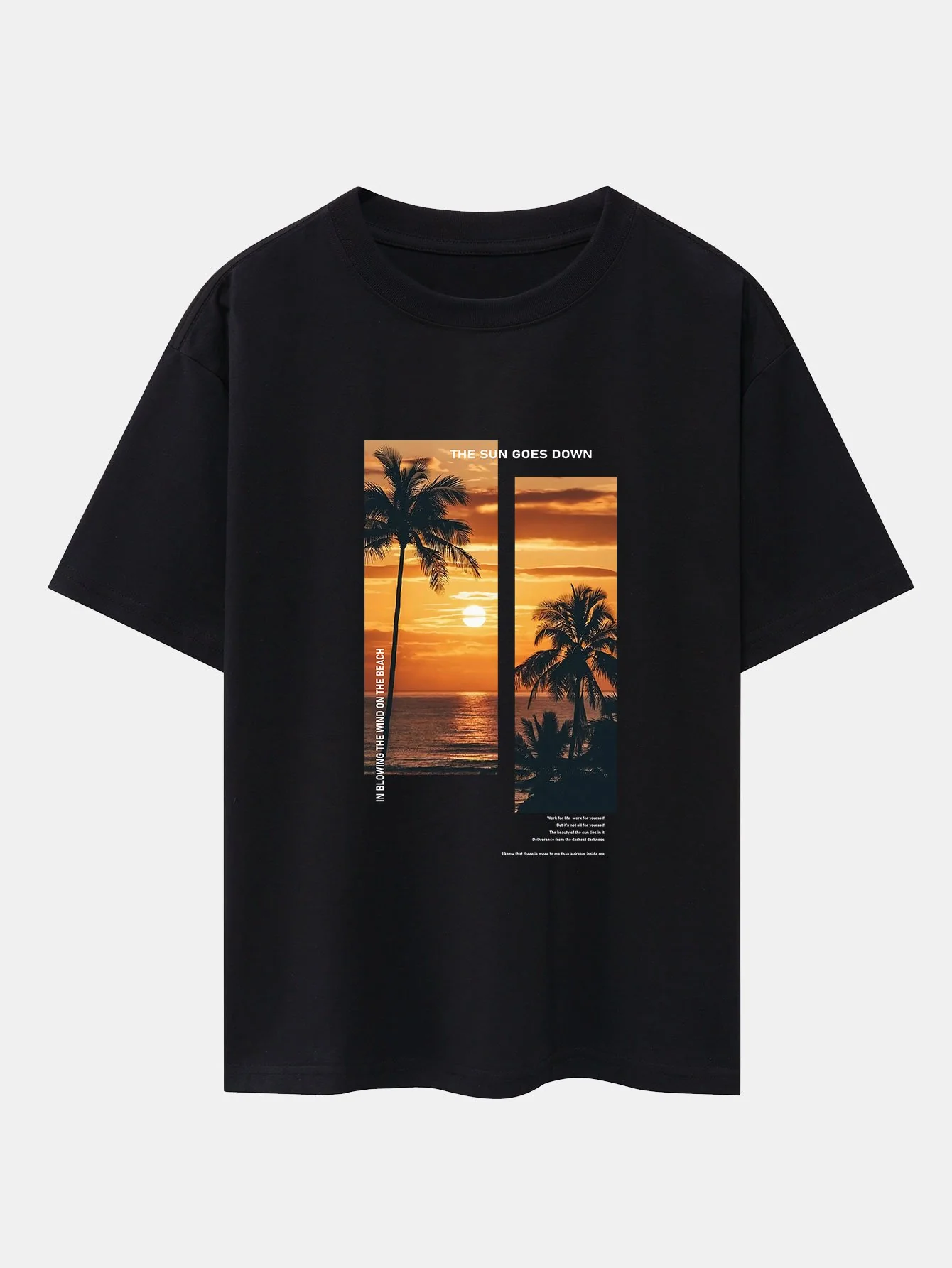 Palmen Strand Landschaft Slogan Druck Drop Shoulder Oversize T-Shirt - Image 2