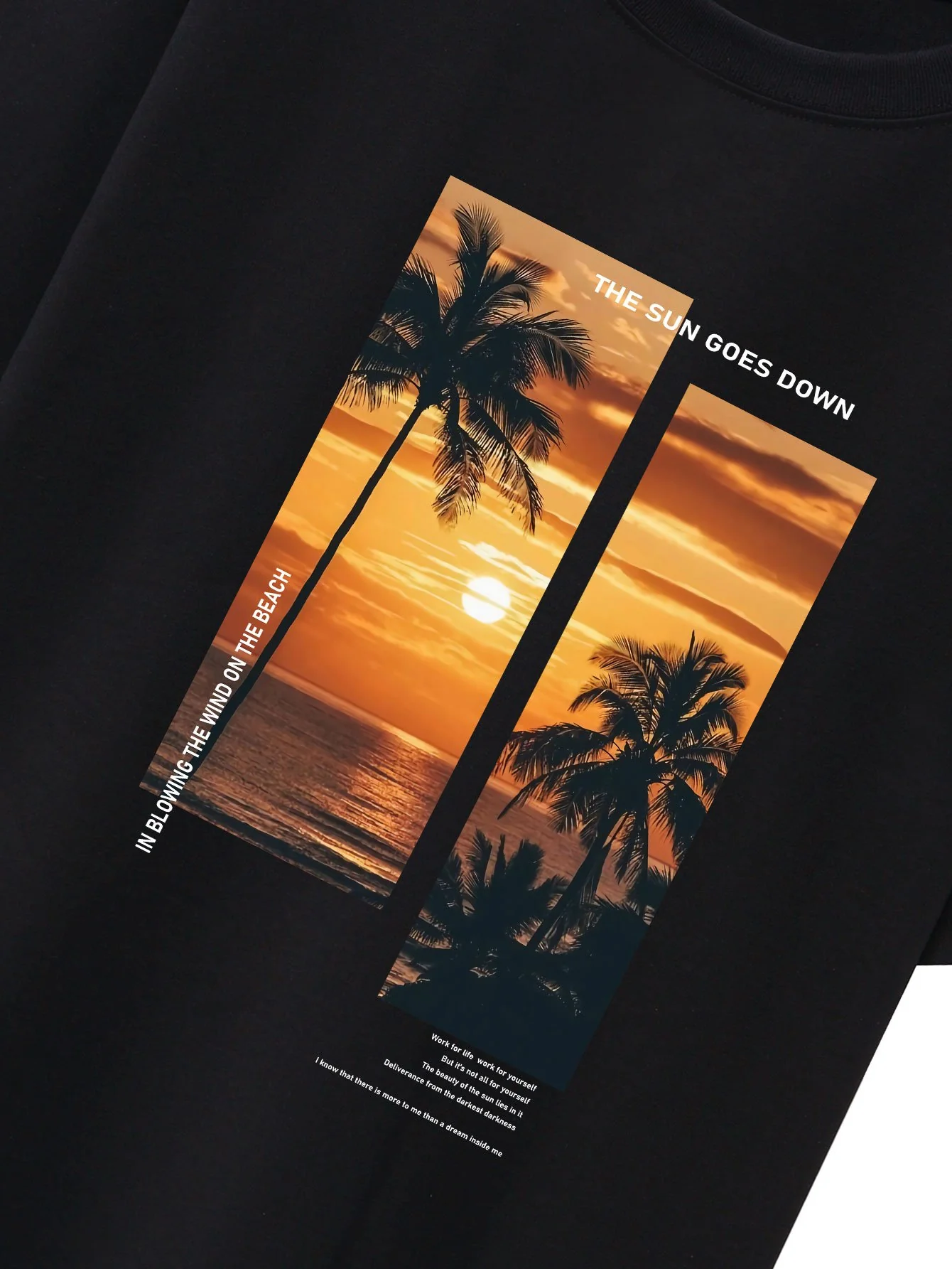 Palmen Strand Landschaft Slogan Druck Drop Shoulder Oversize T-Shirt - Image 3