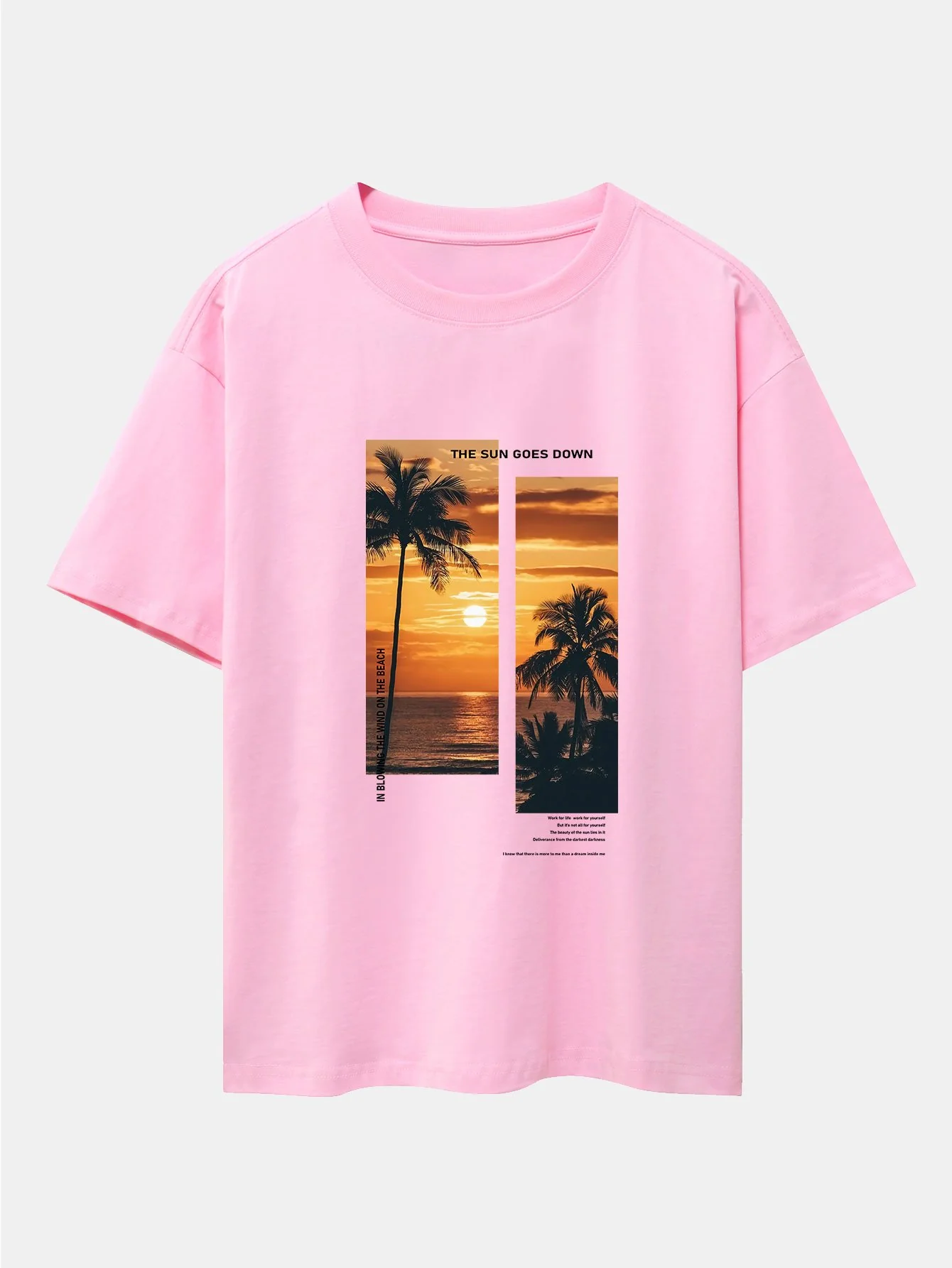 Palmen Strand Landschaft Slogan Druck Drop Shoulder Oversize T-Shirt - Image 5