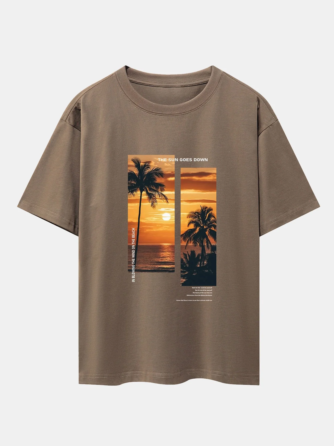 Palmen Strand Landschaft Slogan Druck Drop Shoulder Oversize T-Shirt - Image 6