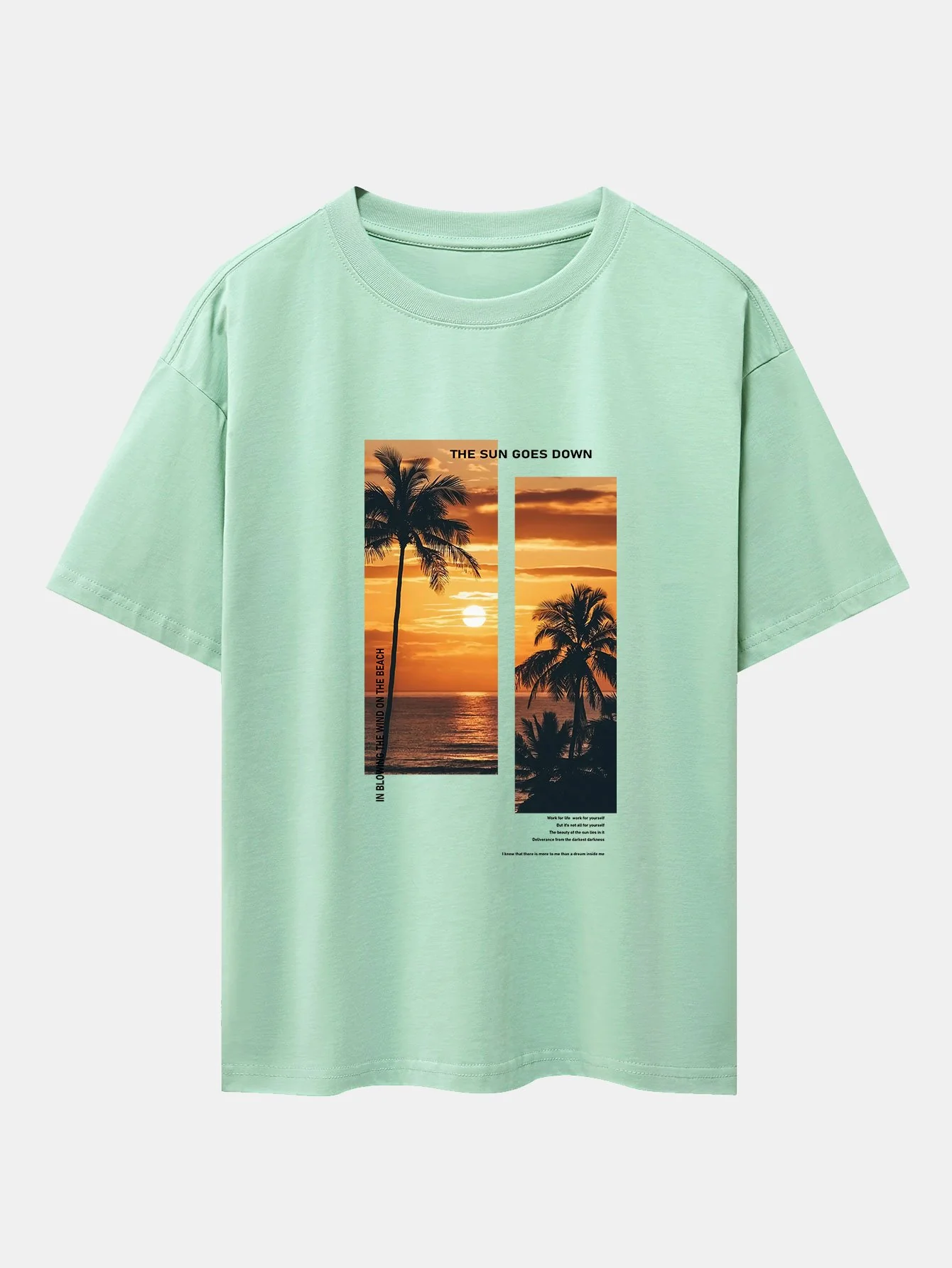 Palmen Strand Landschaft Slogan Druck Drop Shoulder Oversize T-Shirt - Image 8