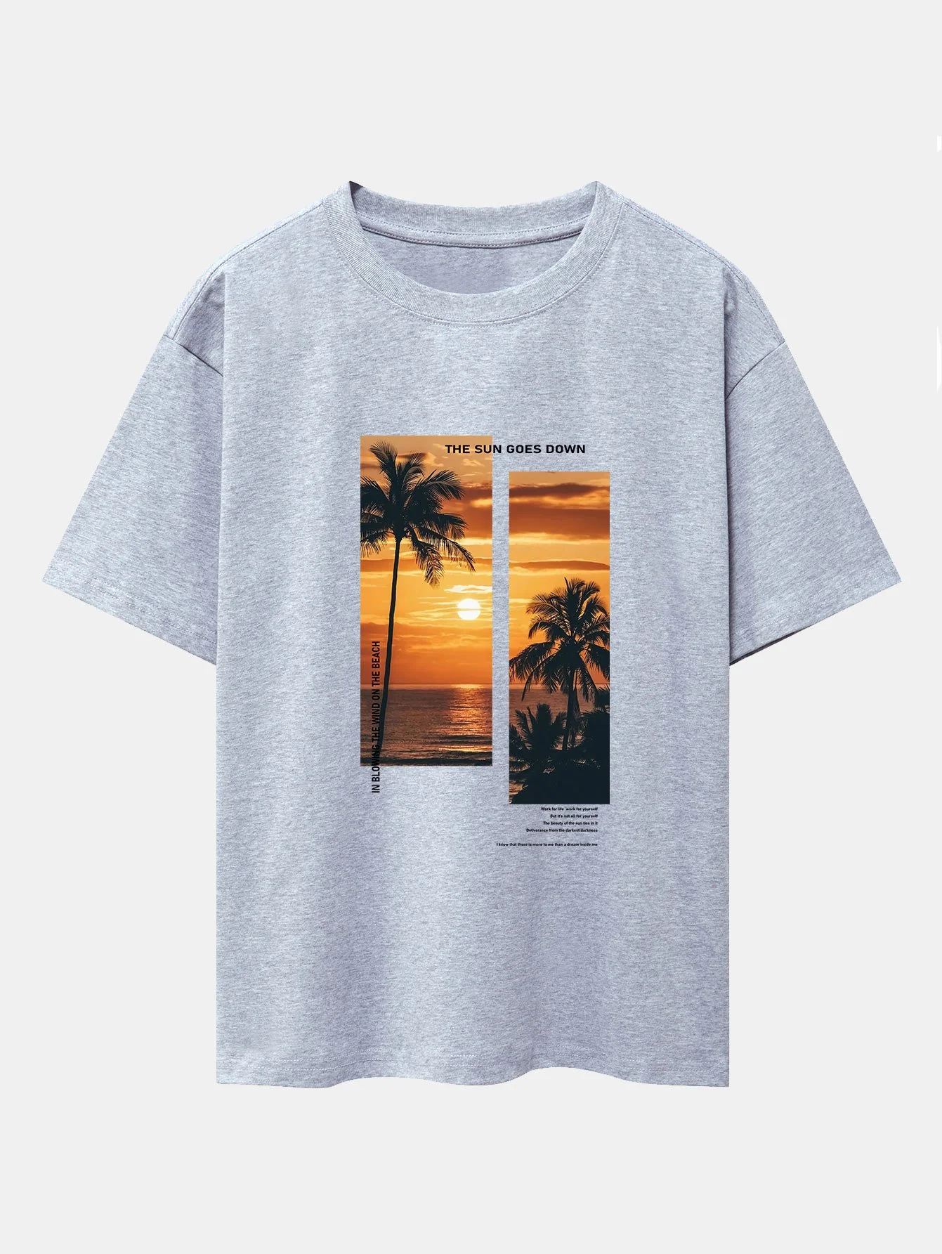 Palmen Strand Landschaft Slogan Druck Drop Shoulder Oversize T-Shirt - Image 9