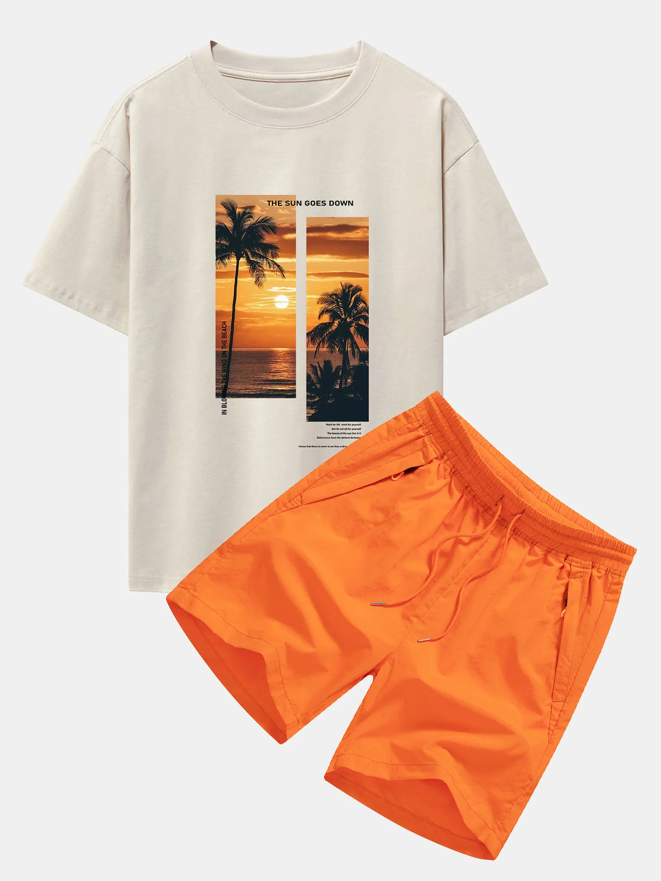Palmen Landschaft Slogan Druck Oversize T-Shirt & Badehosen