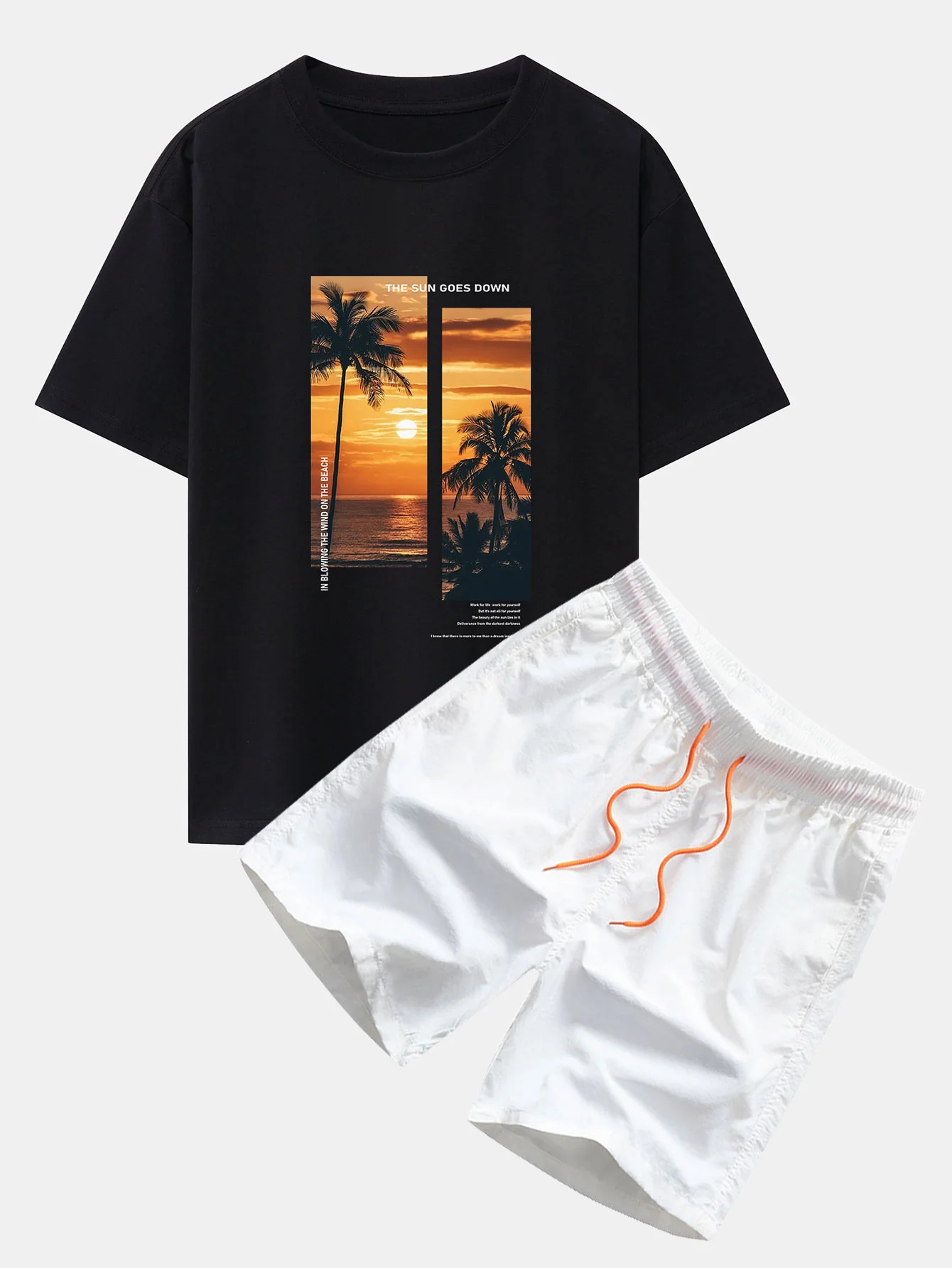 Palmen Landschaft Slogan Druck Oversize T-Shirt & Badehosen - Image 4