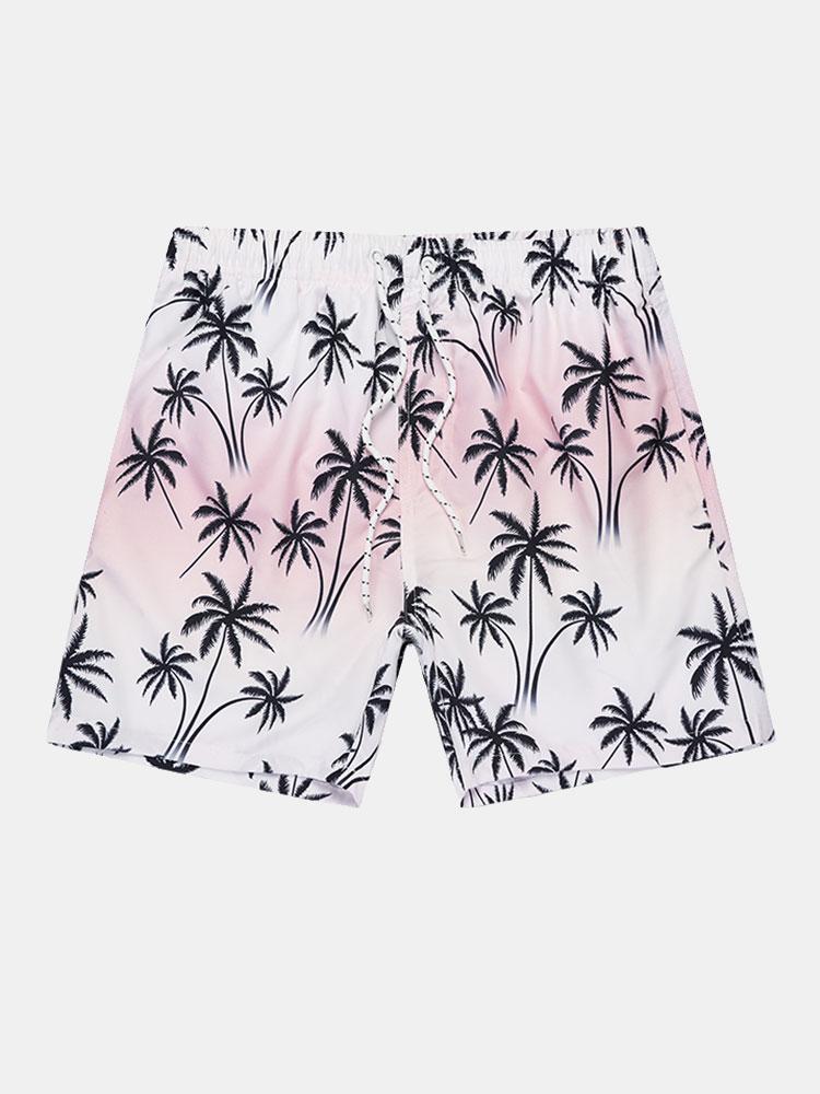 Palmbaum-Print Leinen-Optik Baumwoll Hemd mit Knöpfen & Badehose - Image 6